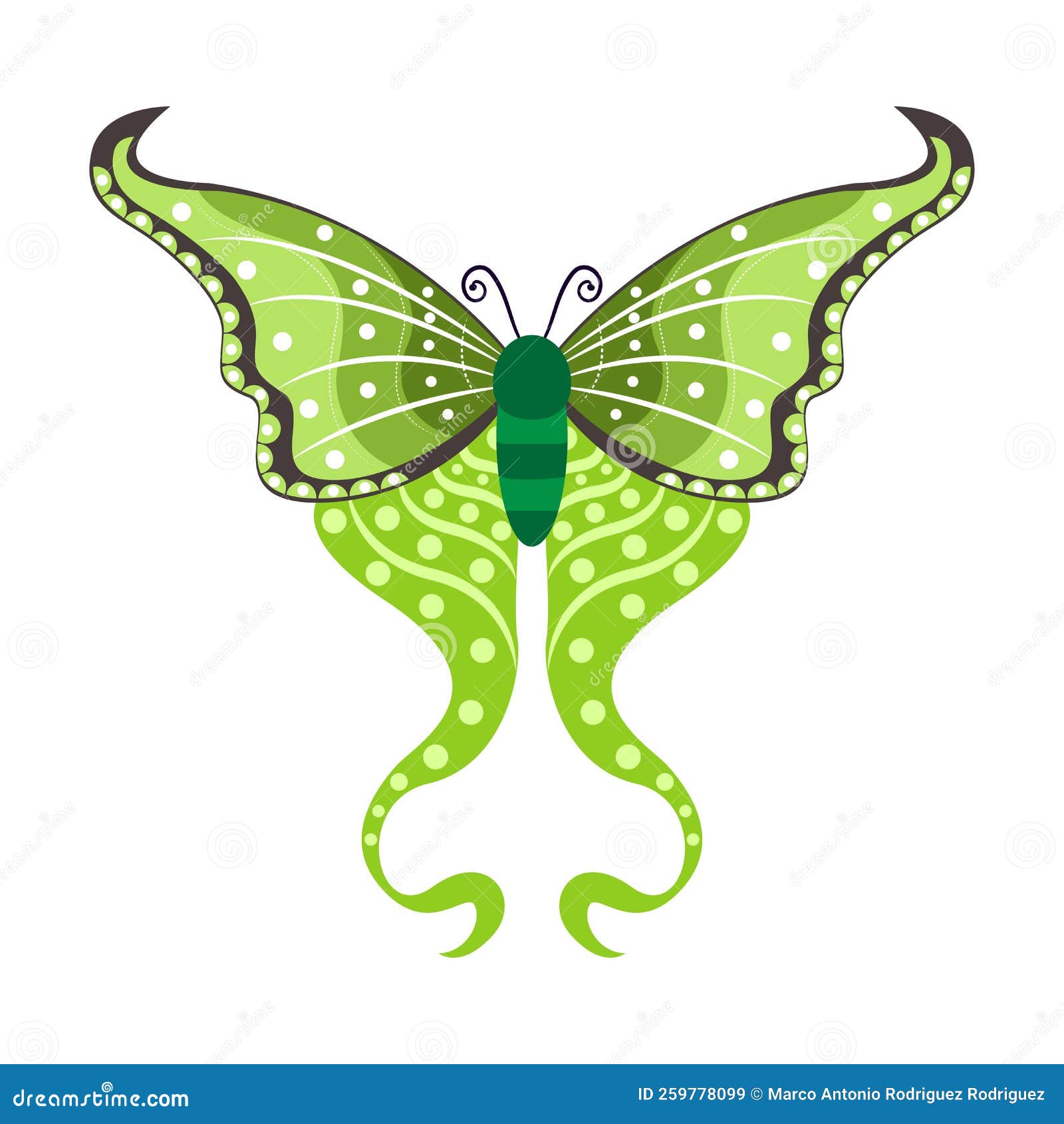 Isolated Green Butterfly Vector Illustration Stock Vector