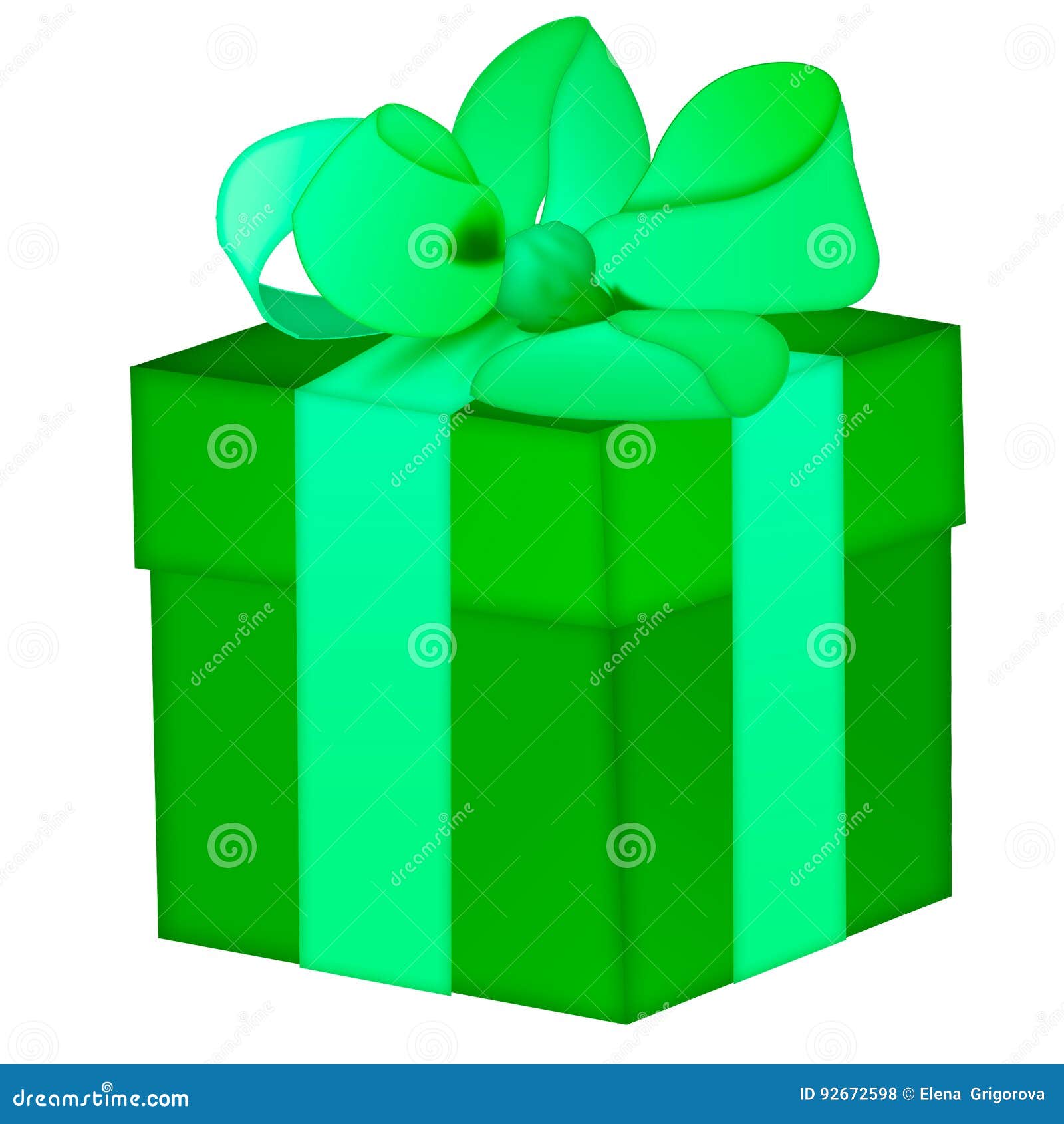 Isolated Green Gift Box with Green Ribbon Stock Illustration