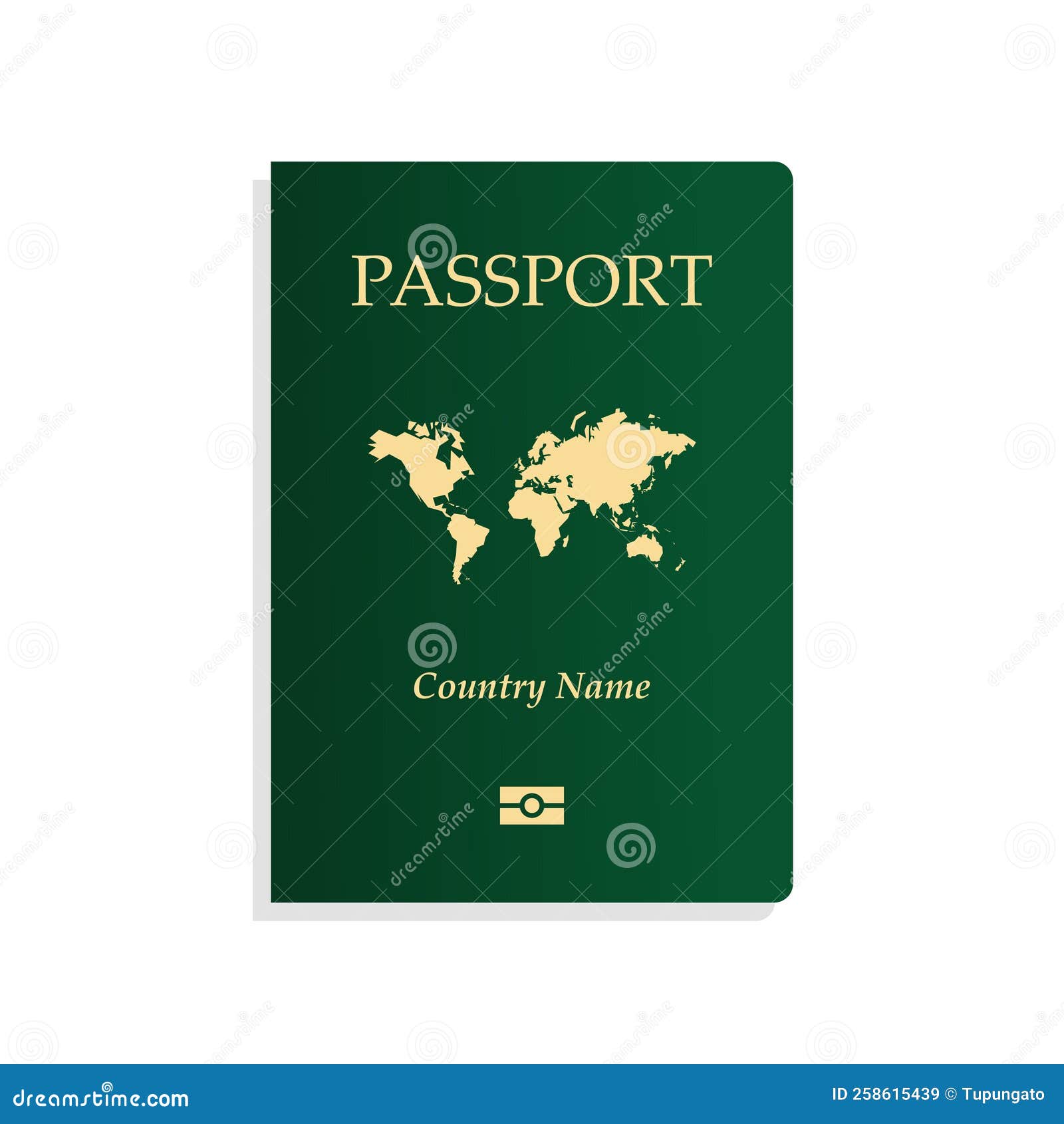 Green Passport Certificate With Biometric Passport Vector Illustration