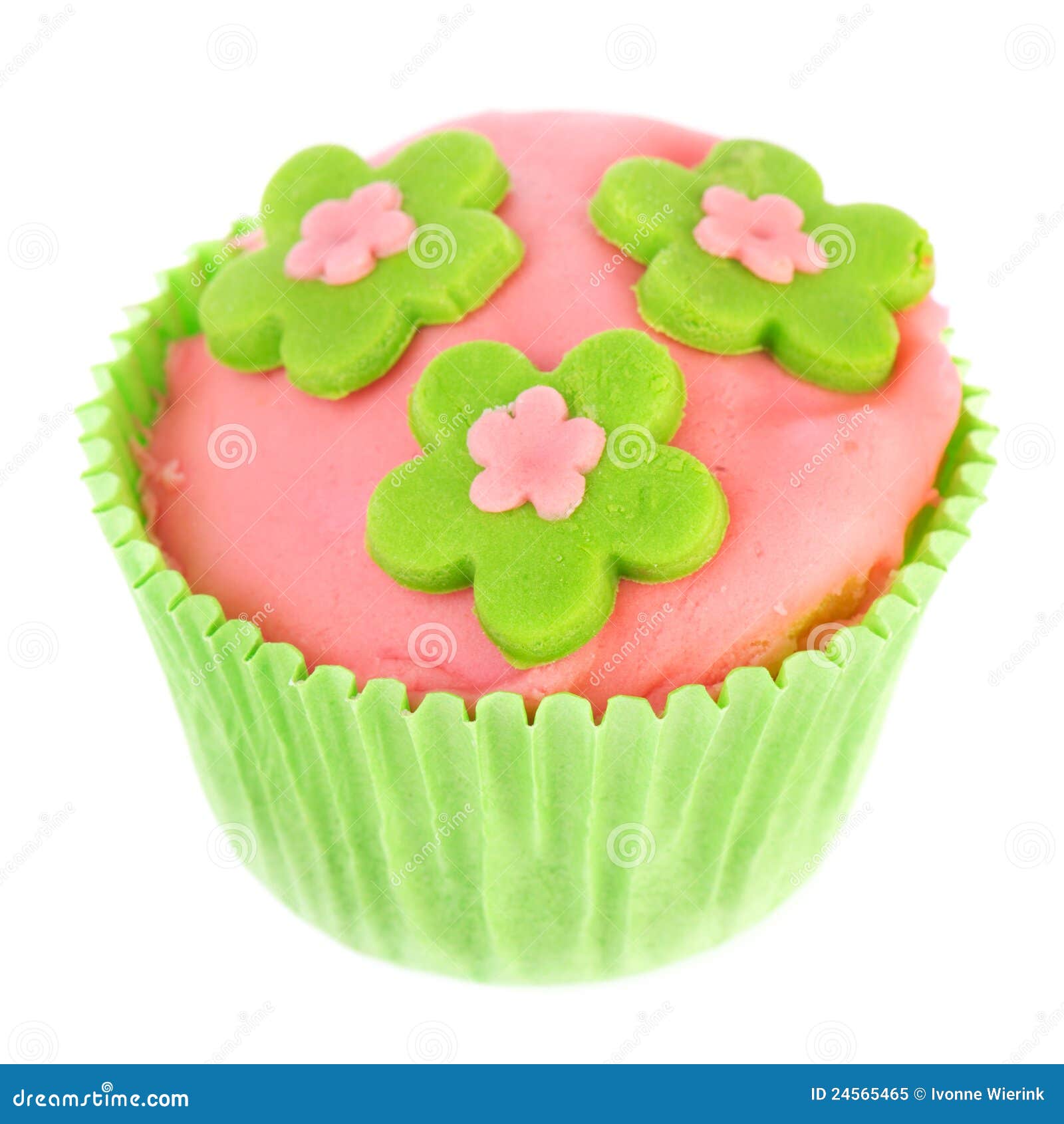 Isolated Green and Pink Cupcake Stock Image - Image of home, background