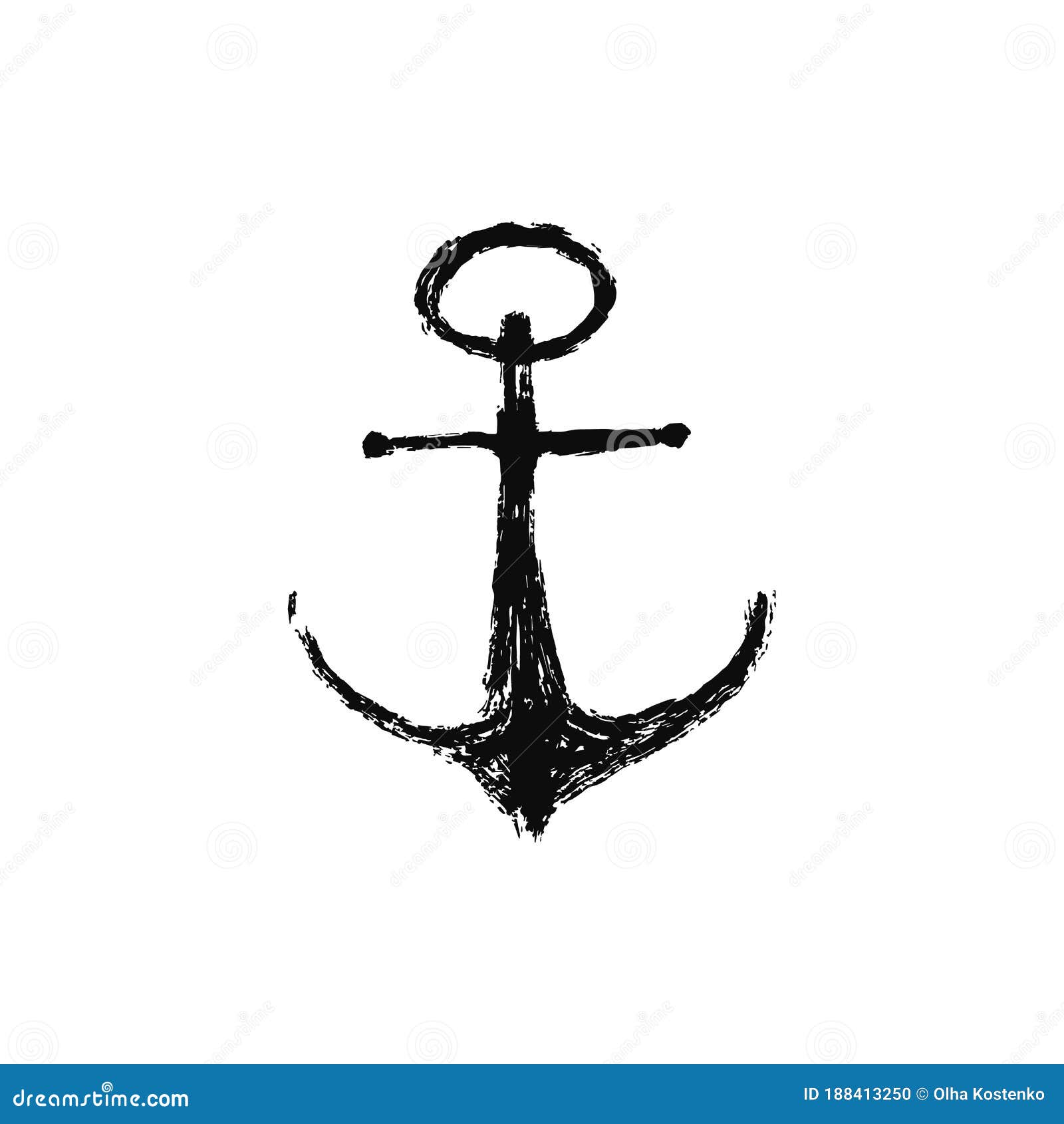 Isolated Grunge Drawing Anchor Icon Stock Vector - Illustration of