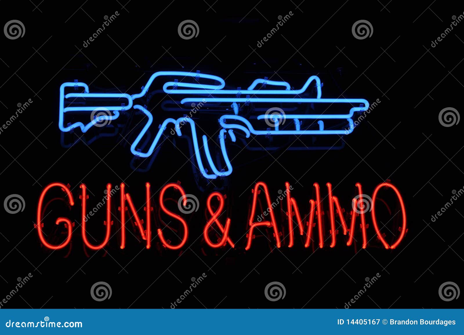  gun and ammo neon sign