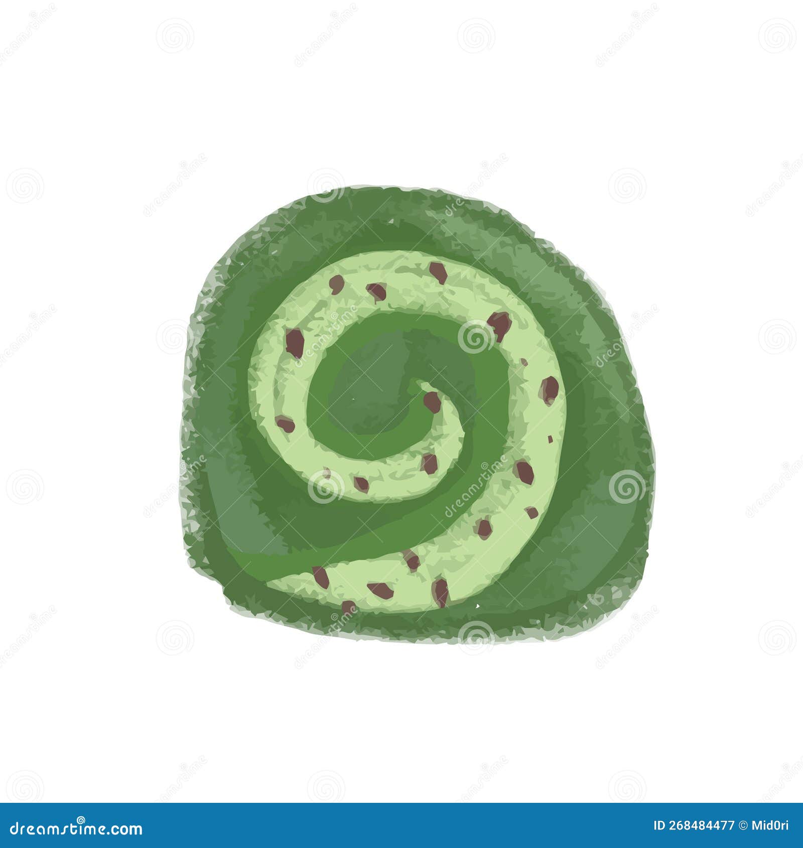Isolated Hand Drawn Illustration Of Japanese Style Matcha Dessert Green Roll Cake Stock Vector Isolated Hand Drawn Illustration Of Japanese Style Matcha Dessert Green Roll Cake Stock Vector