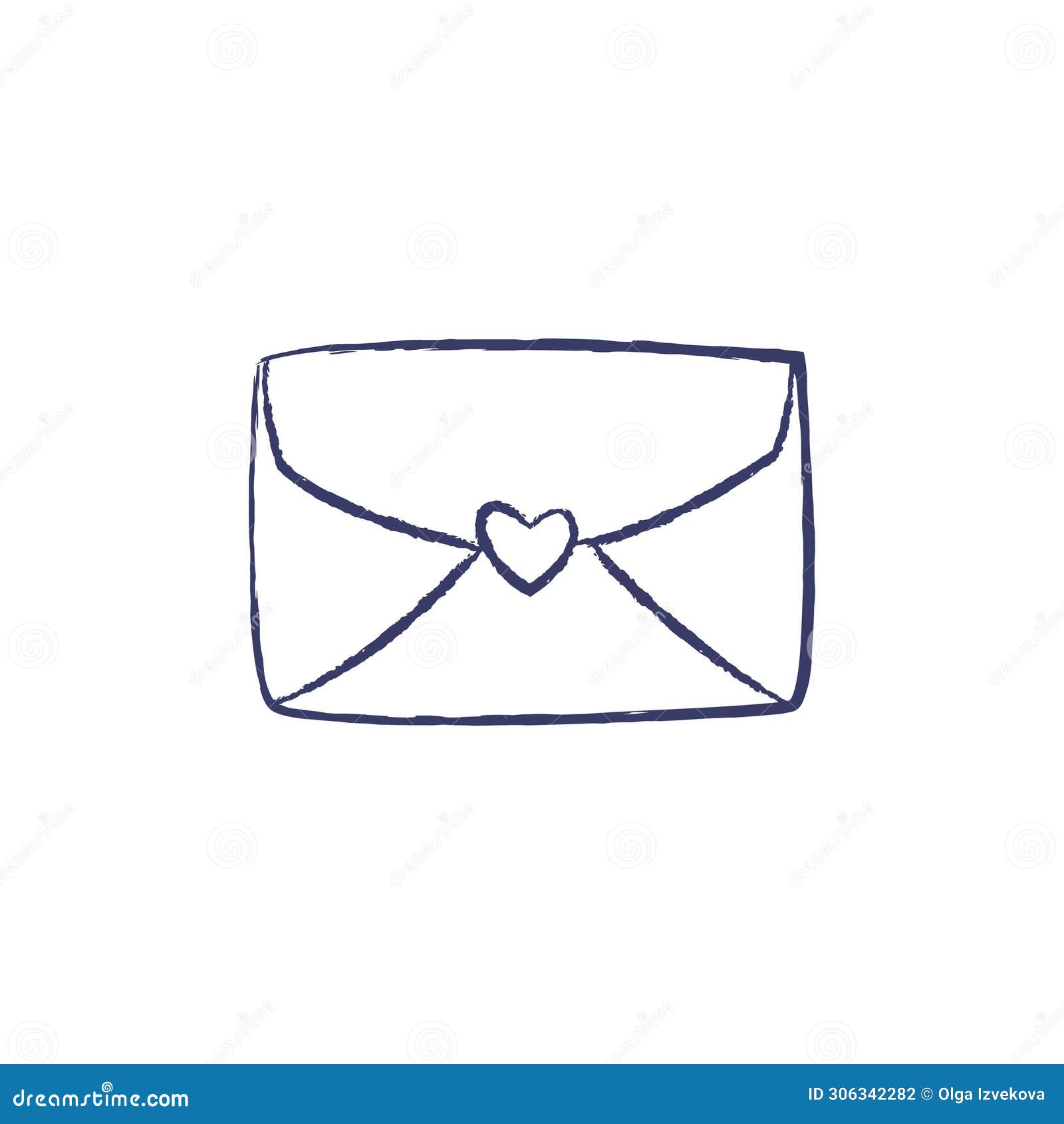 Isolated Hand Drawn Paper Envelope with Heart Stock Vector Illustration of icon, blank 306342282