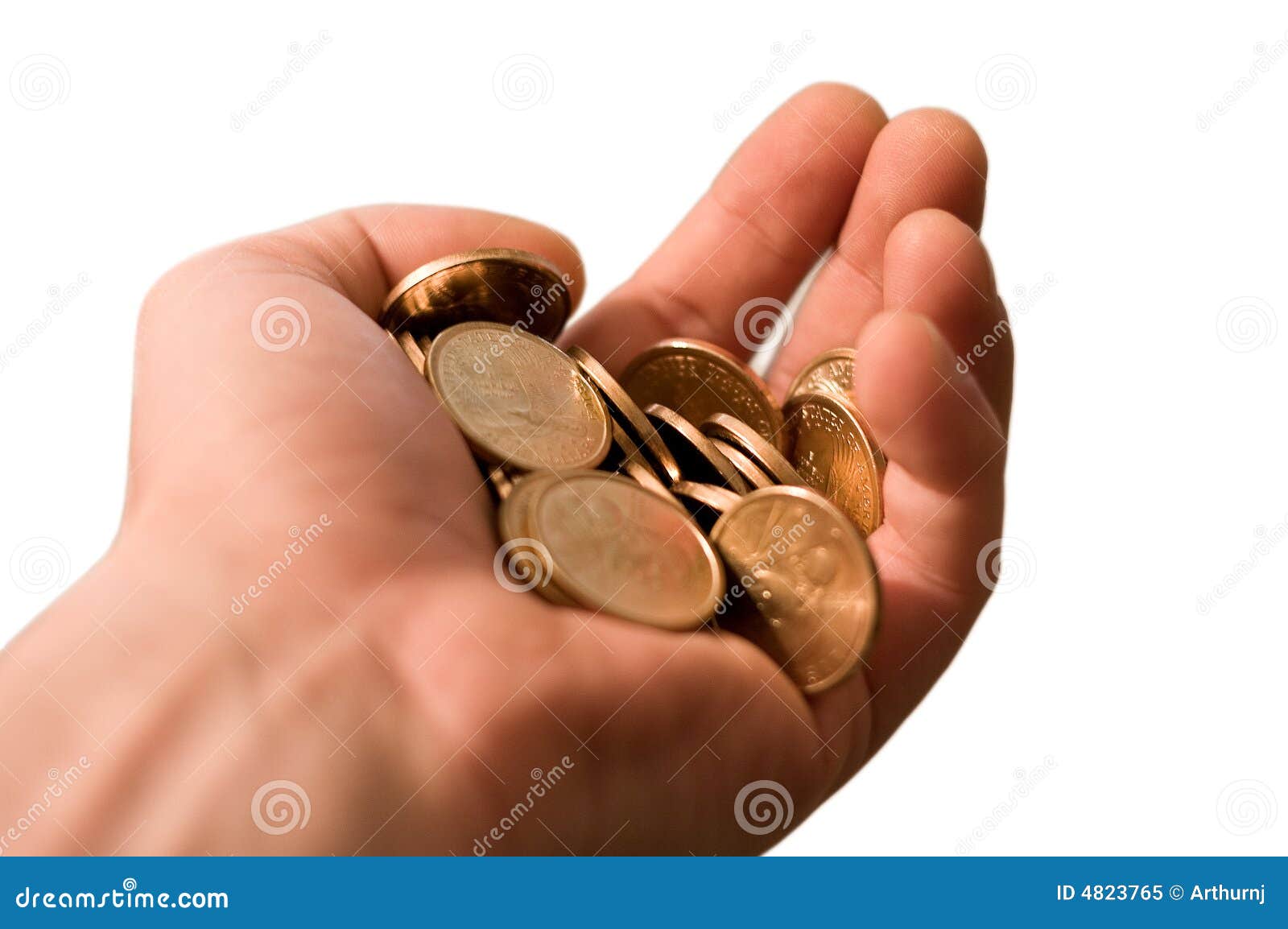 Isolated Hand With Gold Coins Stock Image - Image of ...