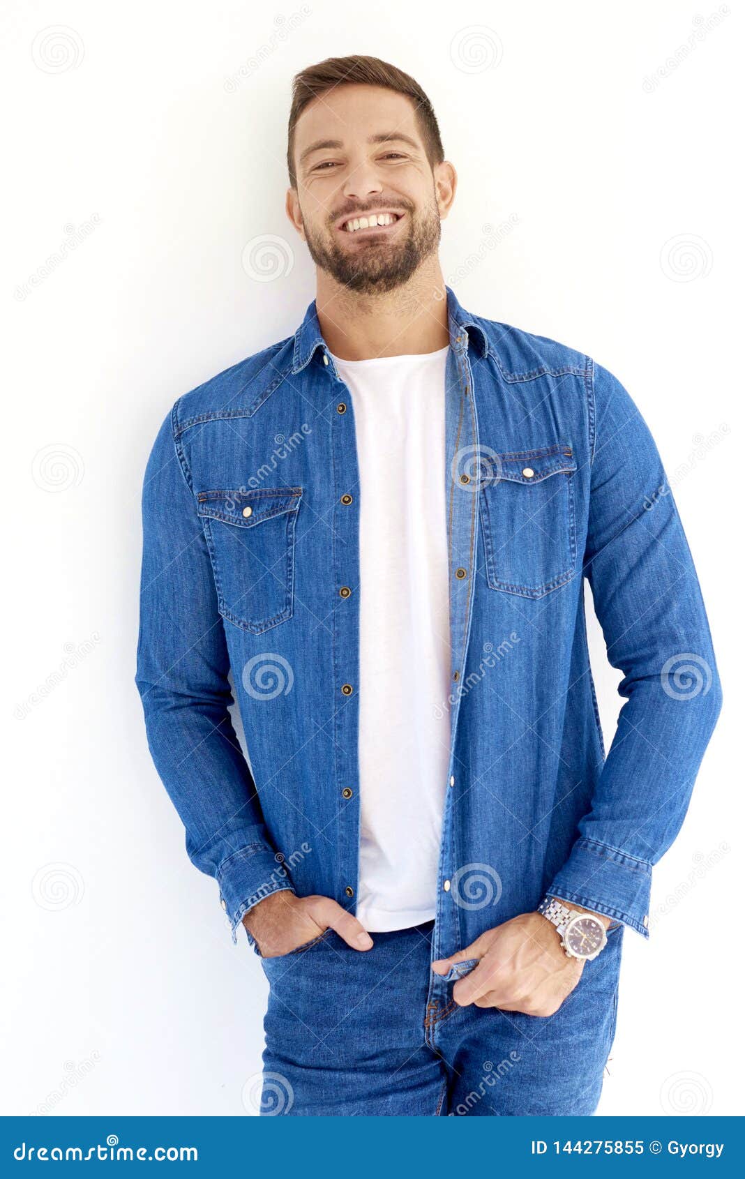 Isolated Happy Man Studio Portrait while Wearing Casual Clothes Stock ...