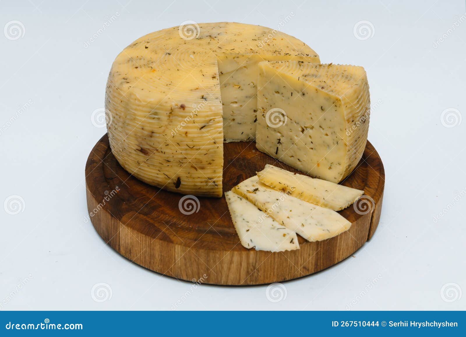 Isolated Holland Gouda Cheese on a White Background. Stock Photo