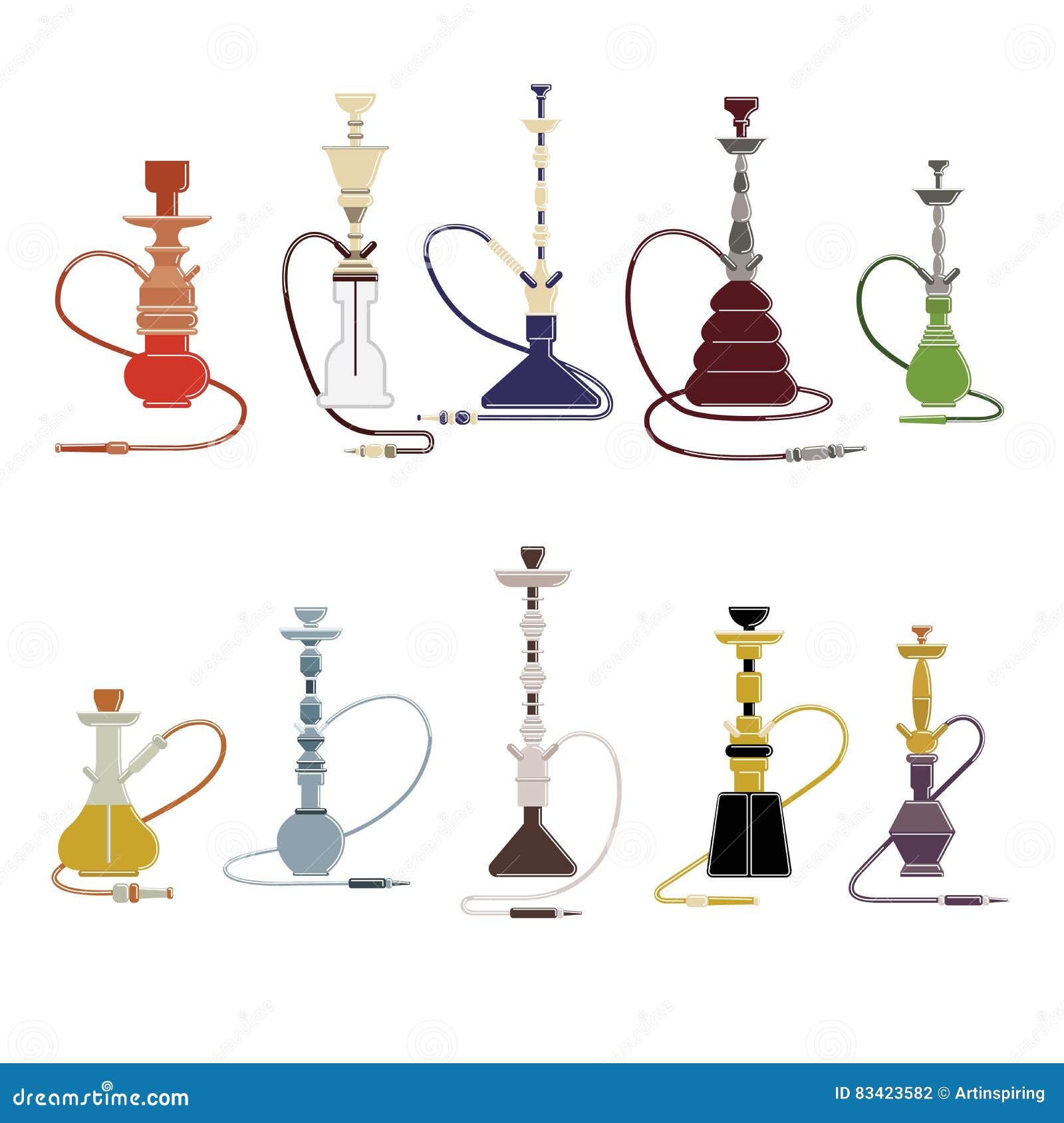 Isolated hookahs set. stock vector. Illustration of hookahs 83423582