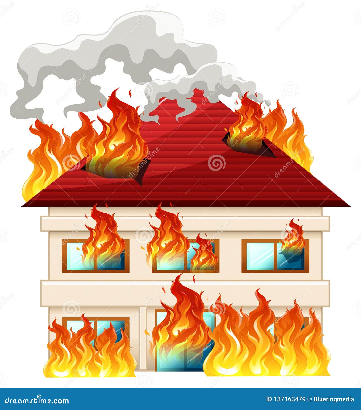Isolated house on fire stock vector. Illustration of cartoon - 137163479