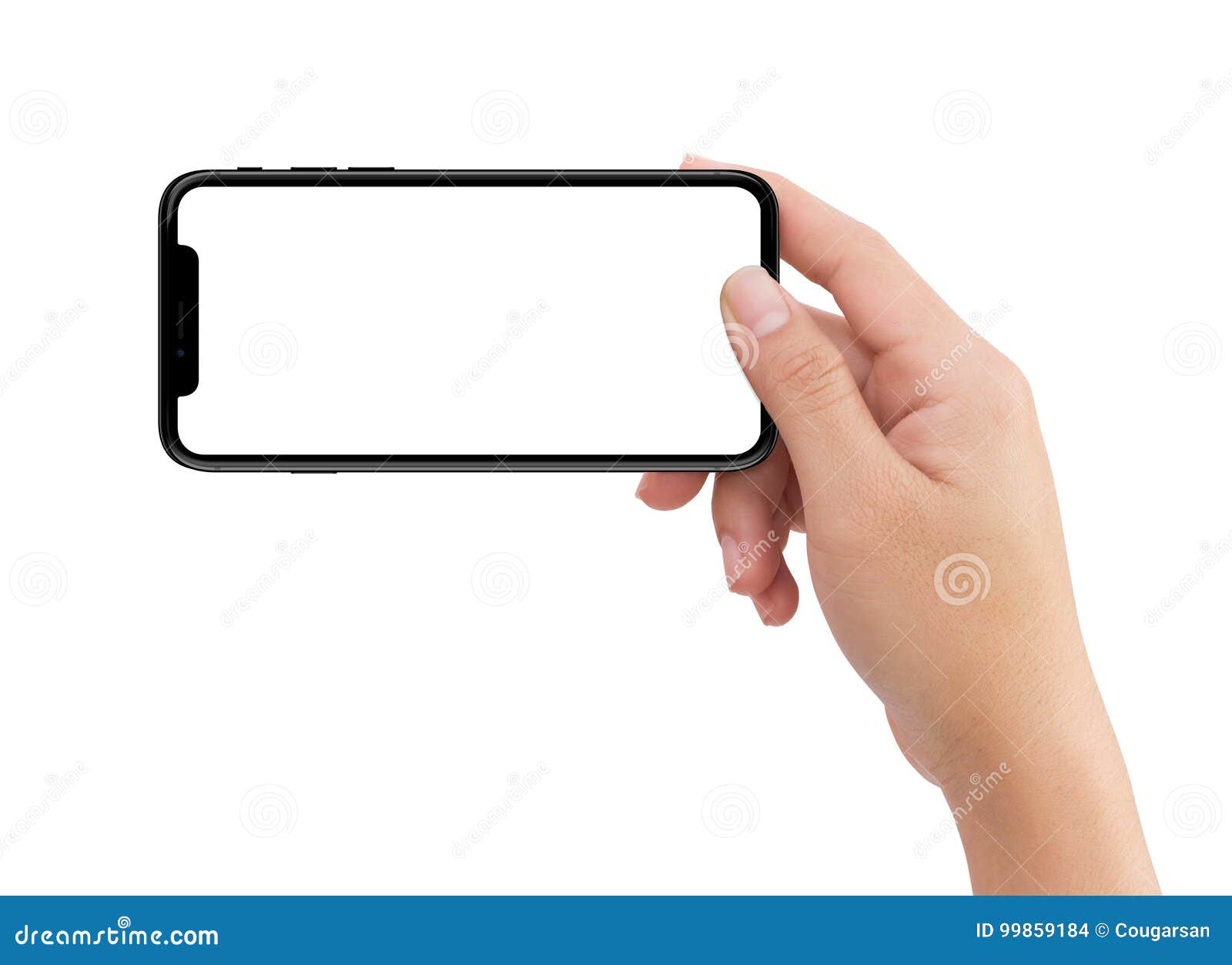  human right hand holding black horizontal mobile phone