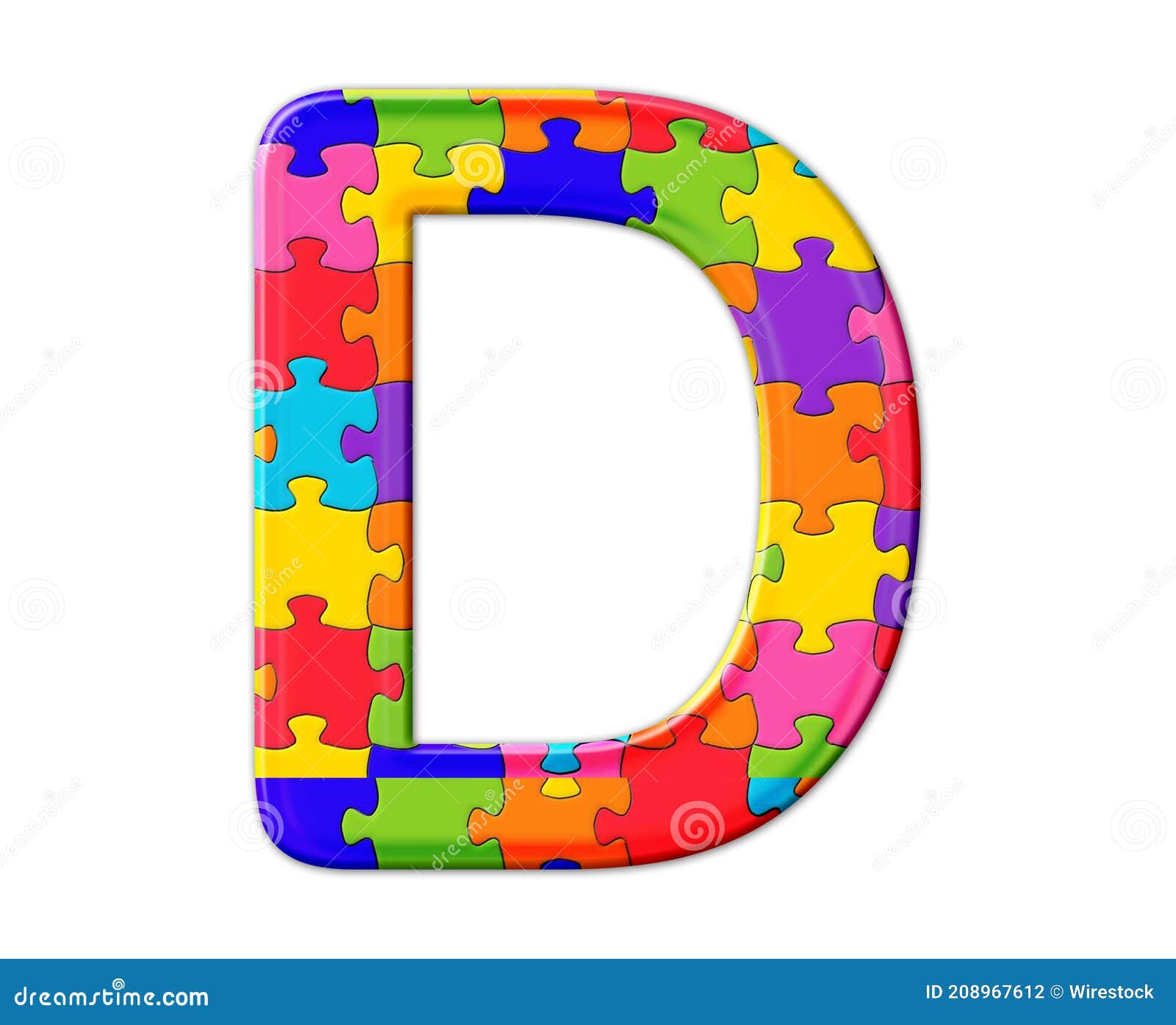 Isolated Illustration of the Letter D Consisting of Colorful Puzzle ...