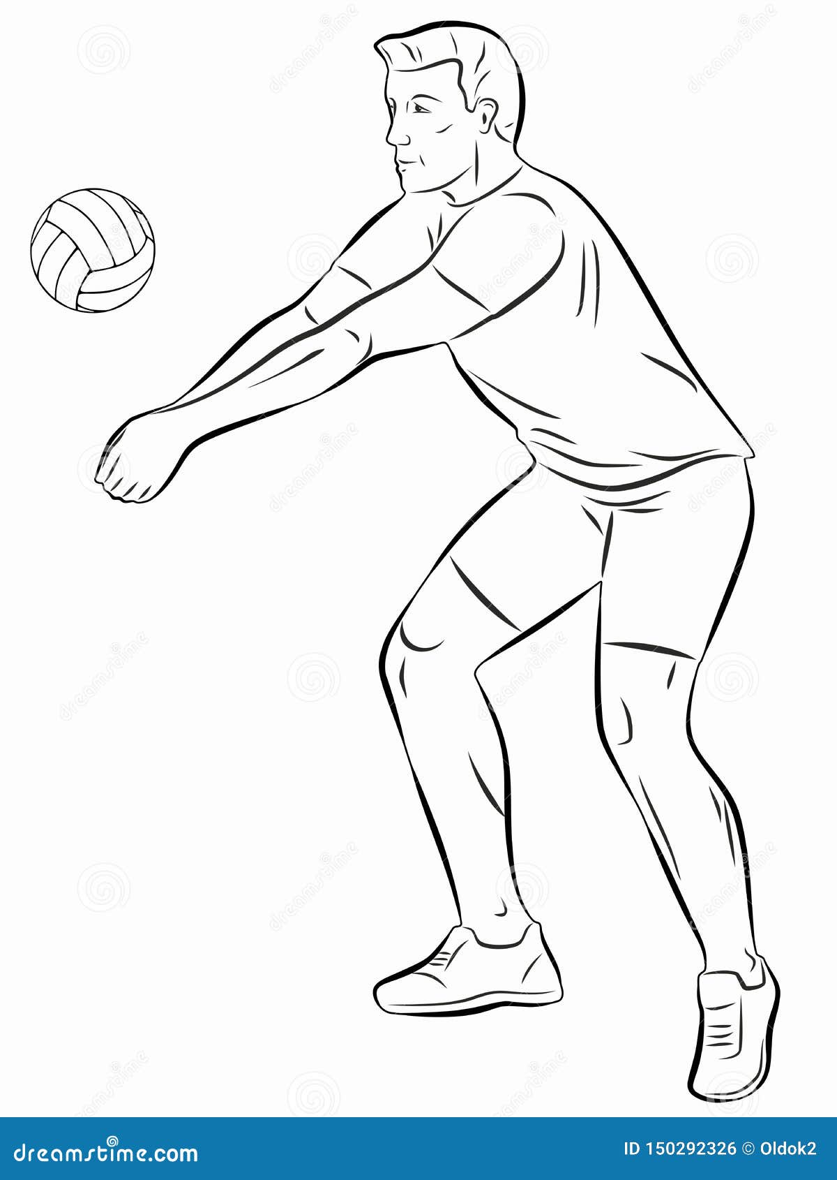 Isolated Illustration Volleyball Player Black White Drawing White Background Illustration Volleyball Player Vector 150292326 