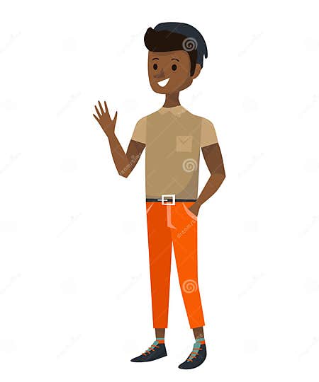 Isolated Indian Guy Waving His Hand, Saying Hello or Goodbye. Flat ...