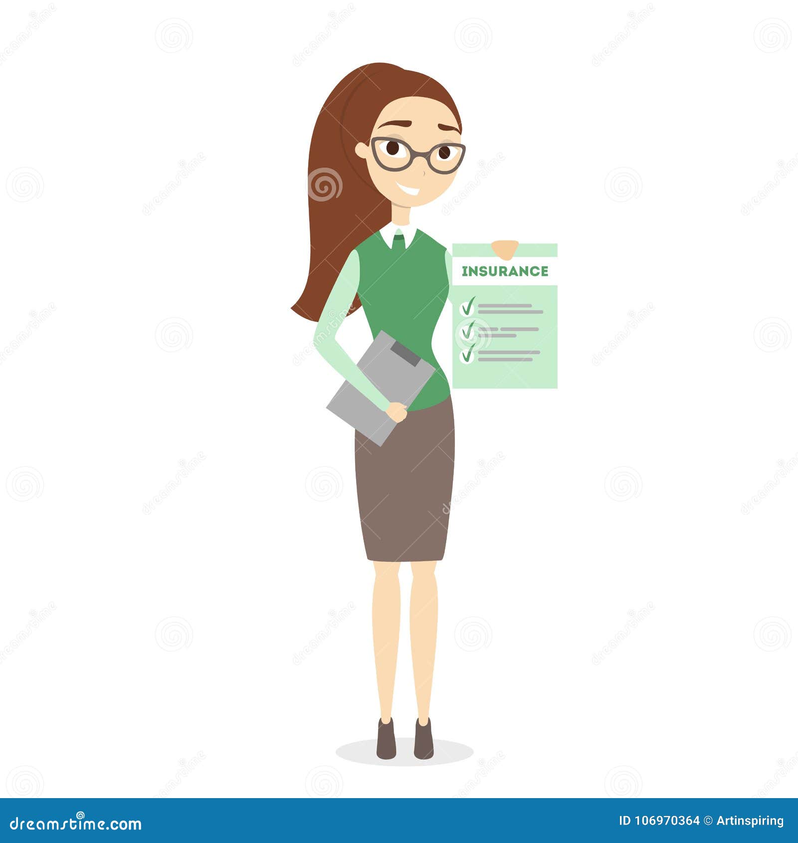 Insurance Agent Hand Holding Clipboard With Policy Form And Businessman
