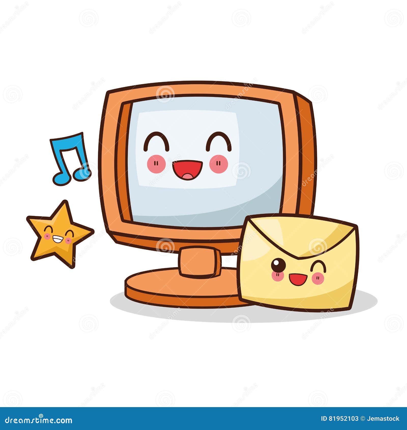 Isolated Kawaii Computer Design Stock Vector - Illustration of funny ...