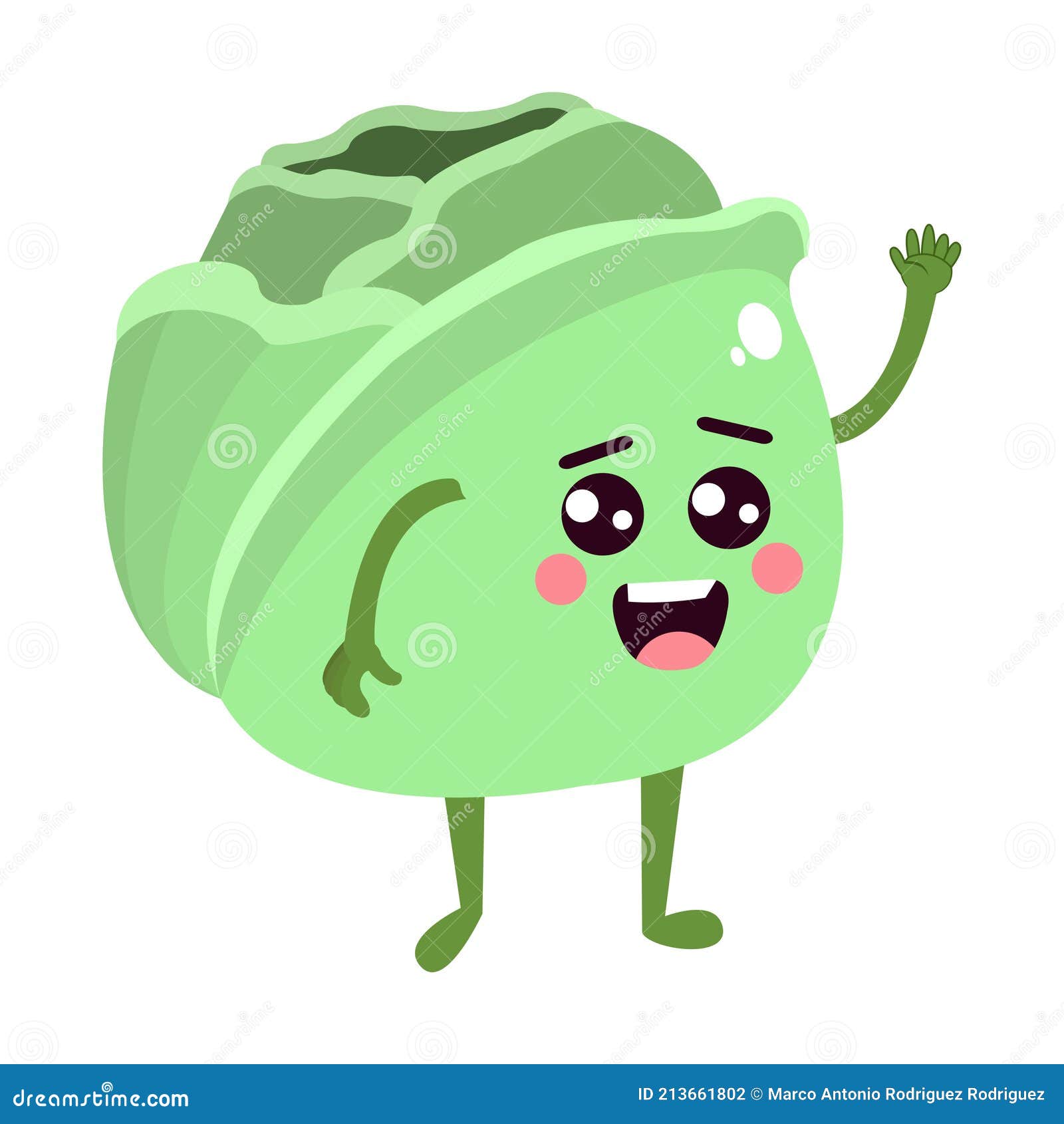 Isolated Lettuce Cartoon Kawaii Stock Vector Illustration of organic