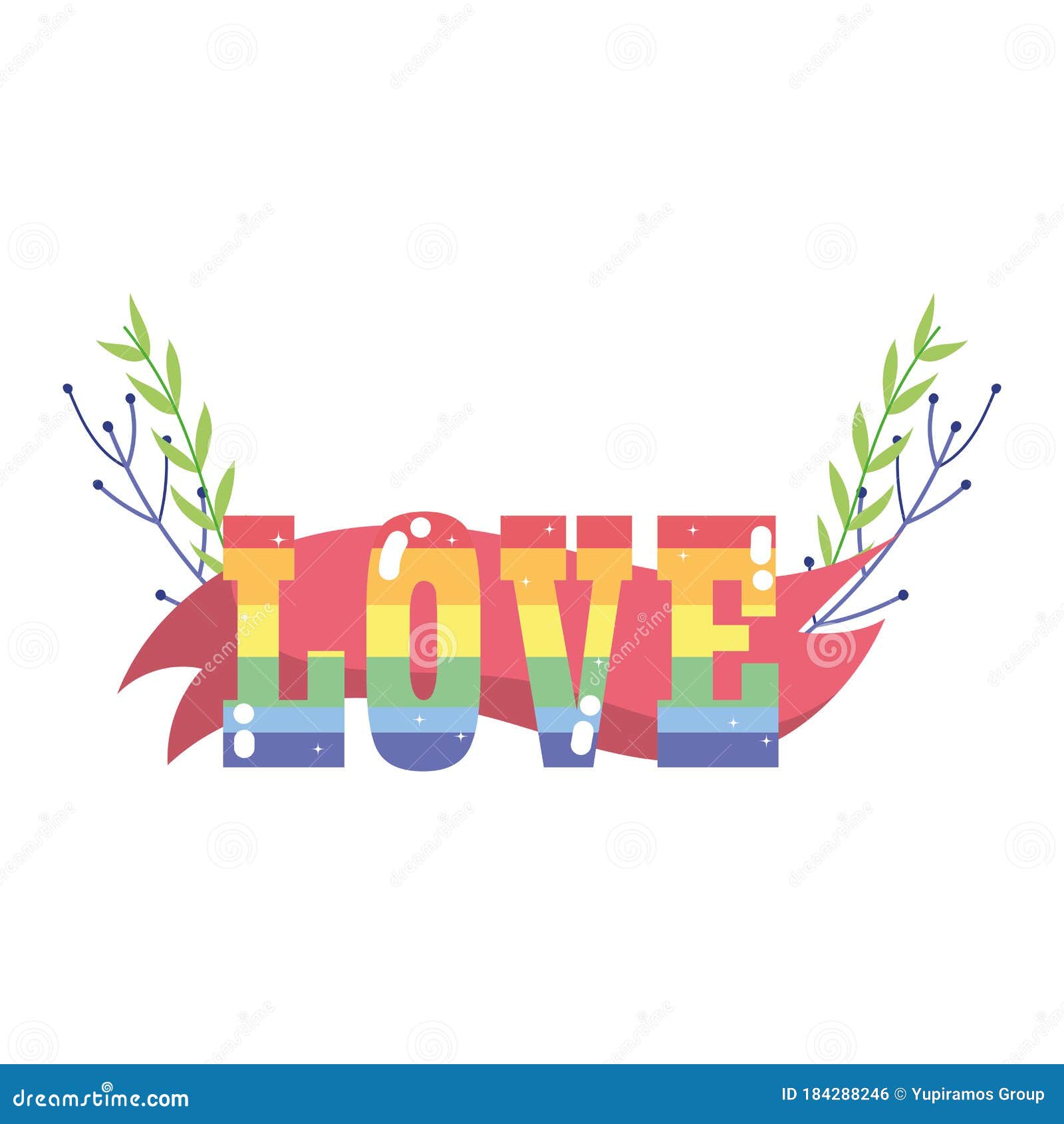 Isolated Lgtbi Love Text With Leaves Vector Design Stock Vector Illustration Of Sexuality