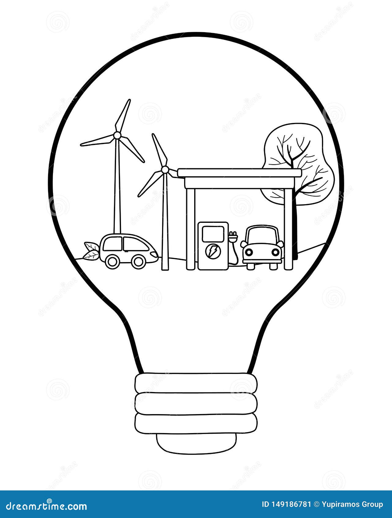 Isolated Light Bulb and Save Energy Design Stock Vector Illustration
