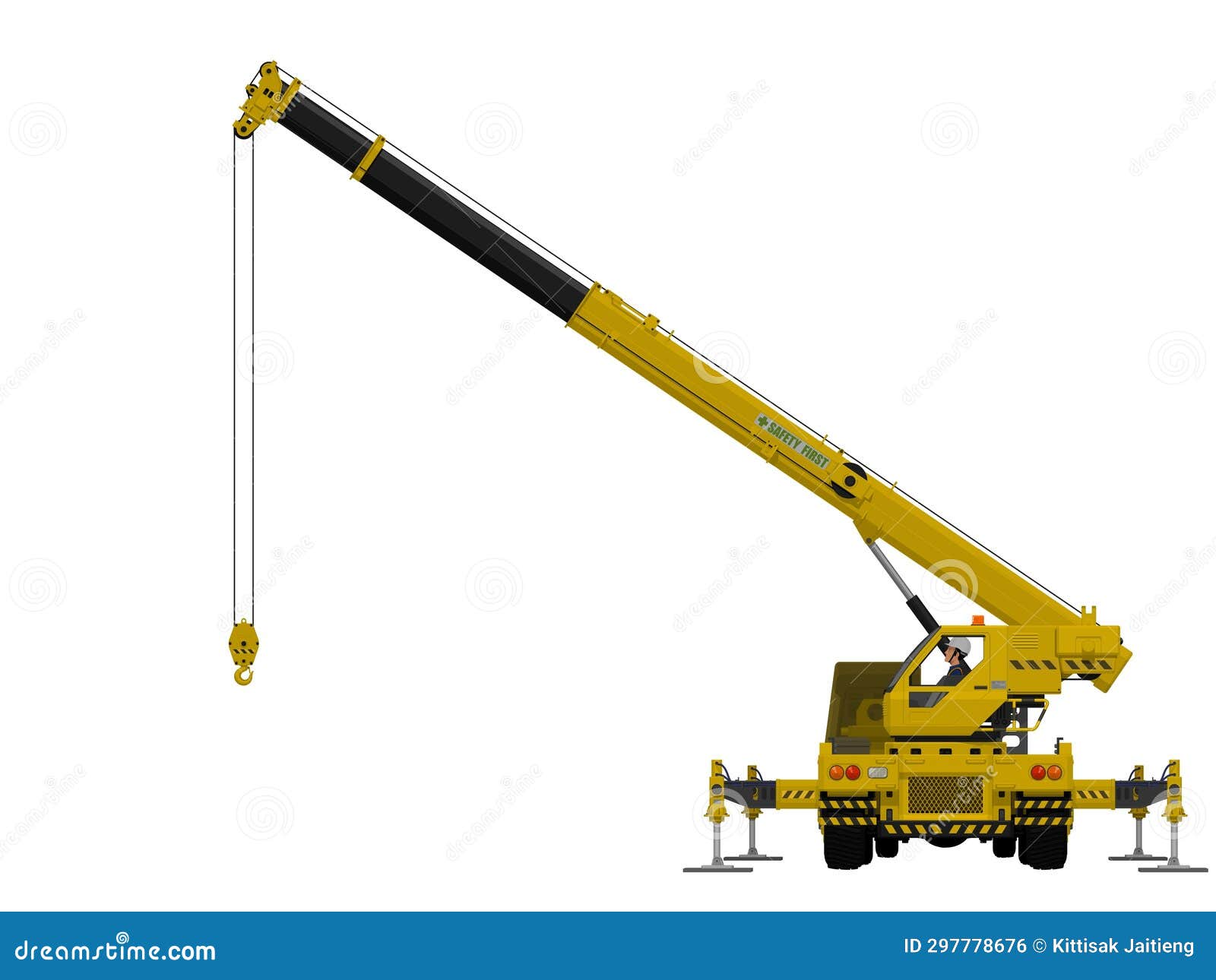 Isolated Mobile Crane on White Background Stock Vector Illustration