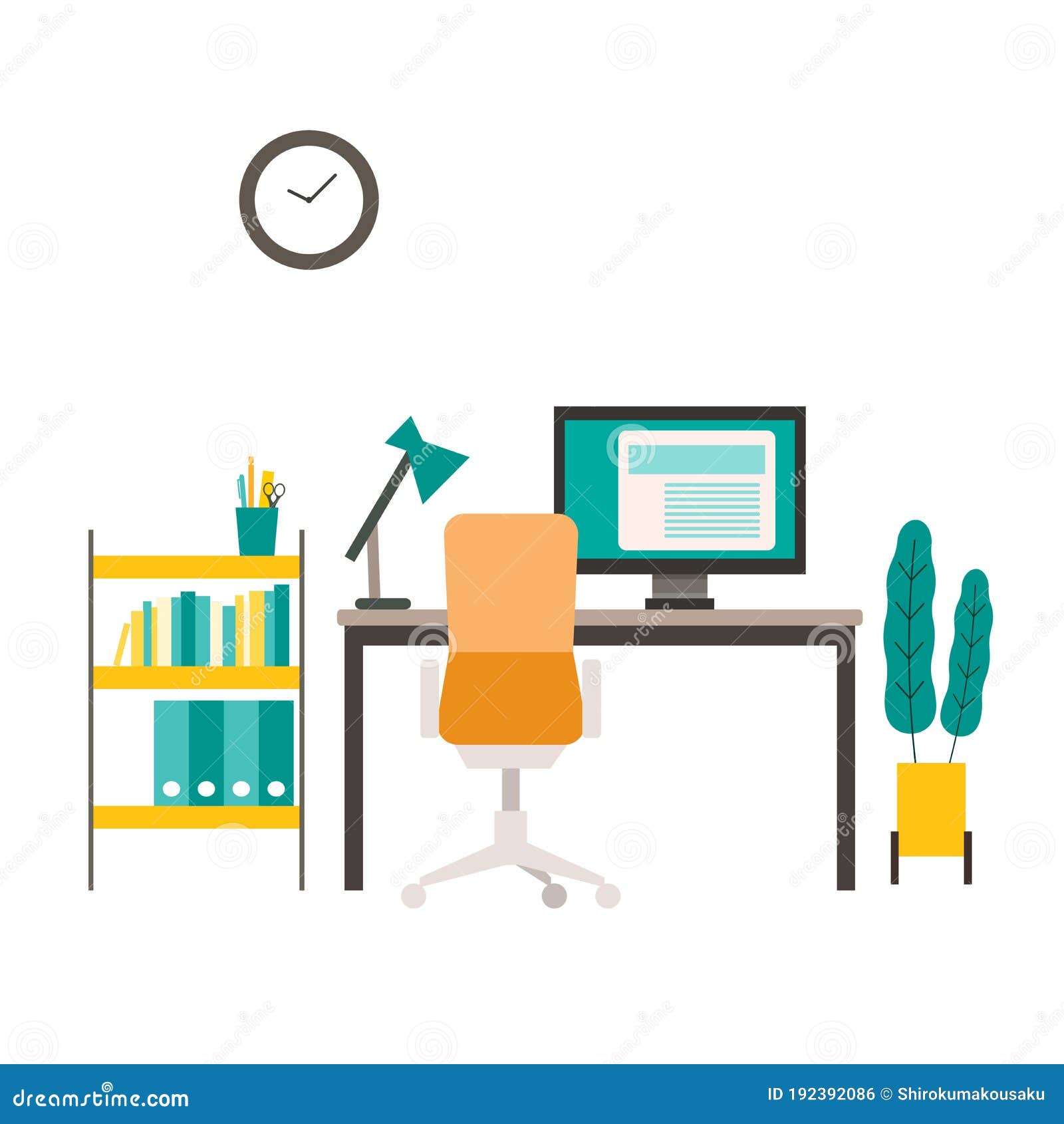 Isolated Modern Flat Vector Illustration of Workspace. Vector ...