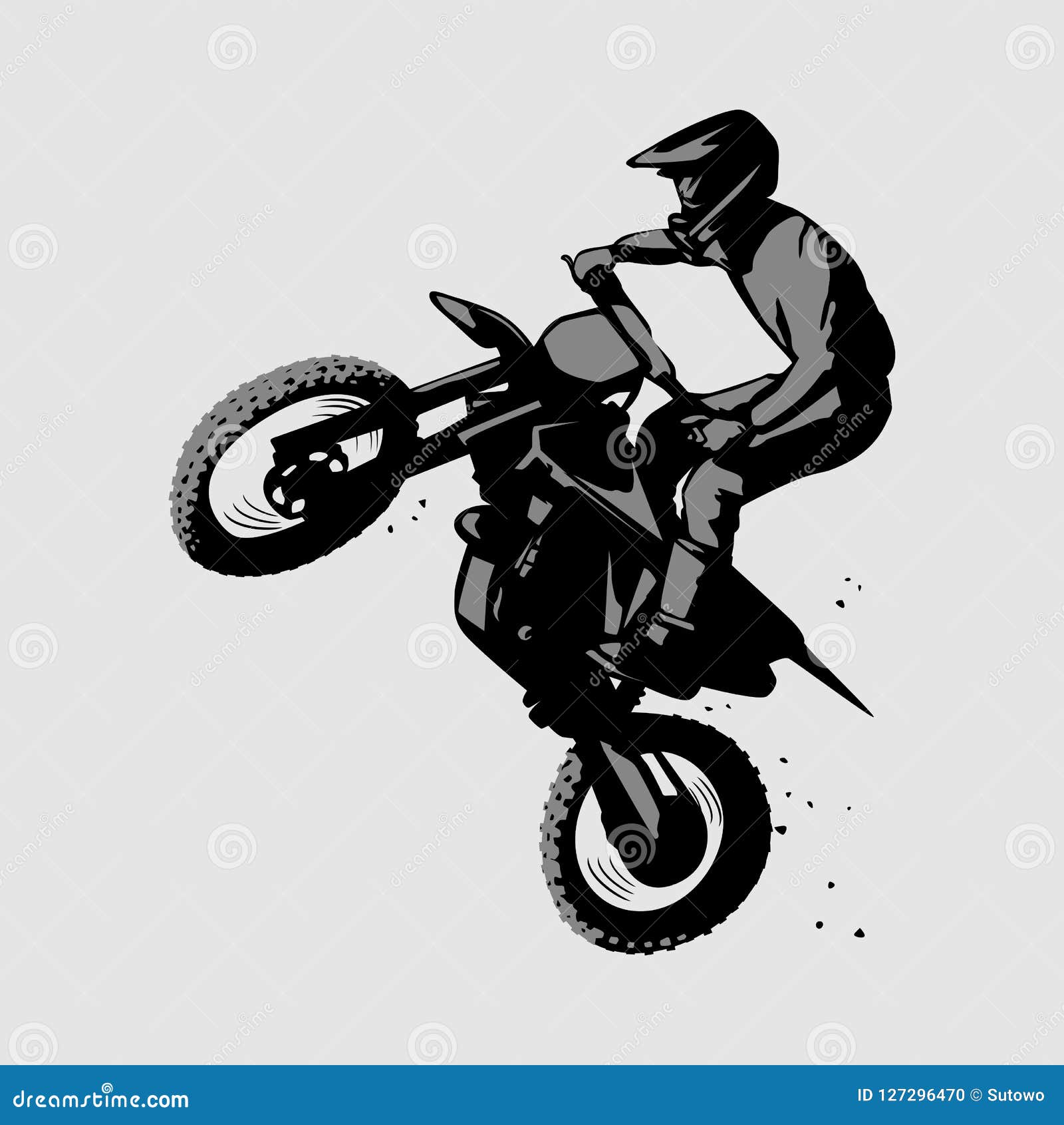  motocross jumping sillhouette black white