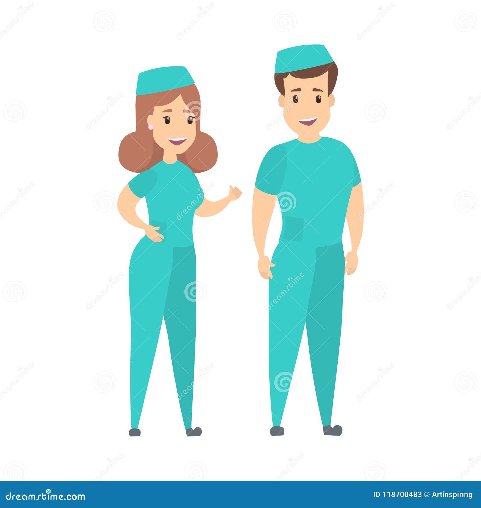 Isolated nurses couple. stock vector. Illustration of health 118700483