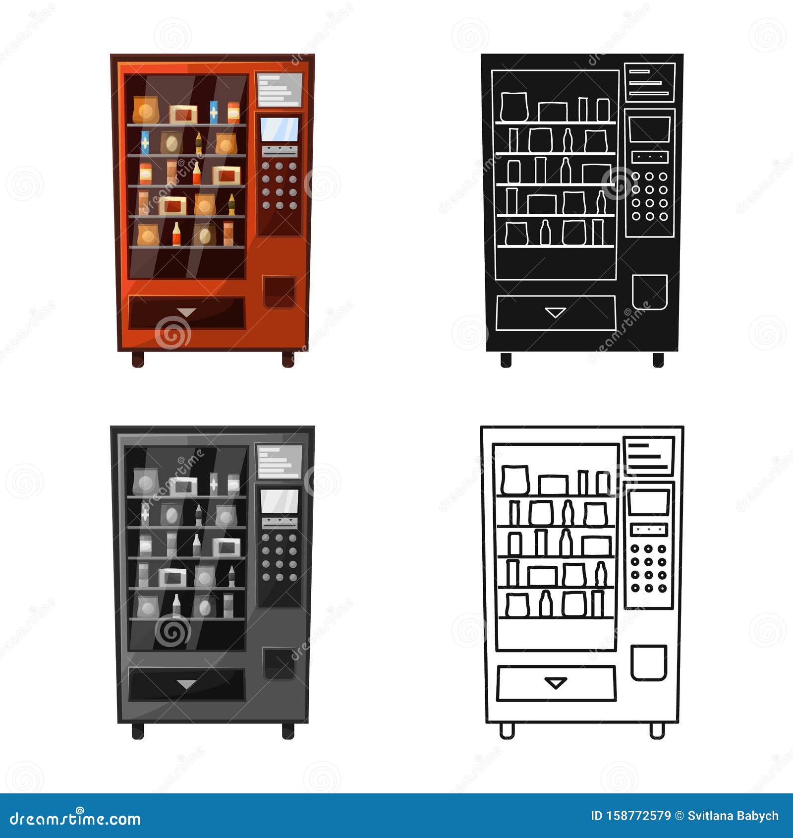 Isolated Object of Automat and Machine Icon. Set of Automat and Button ...