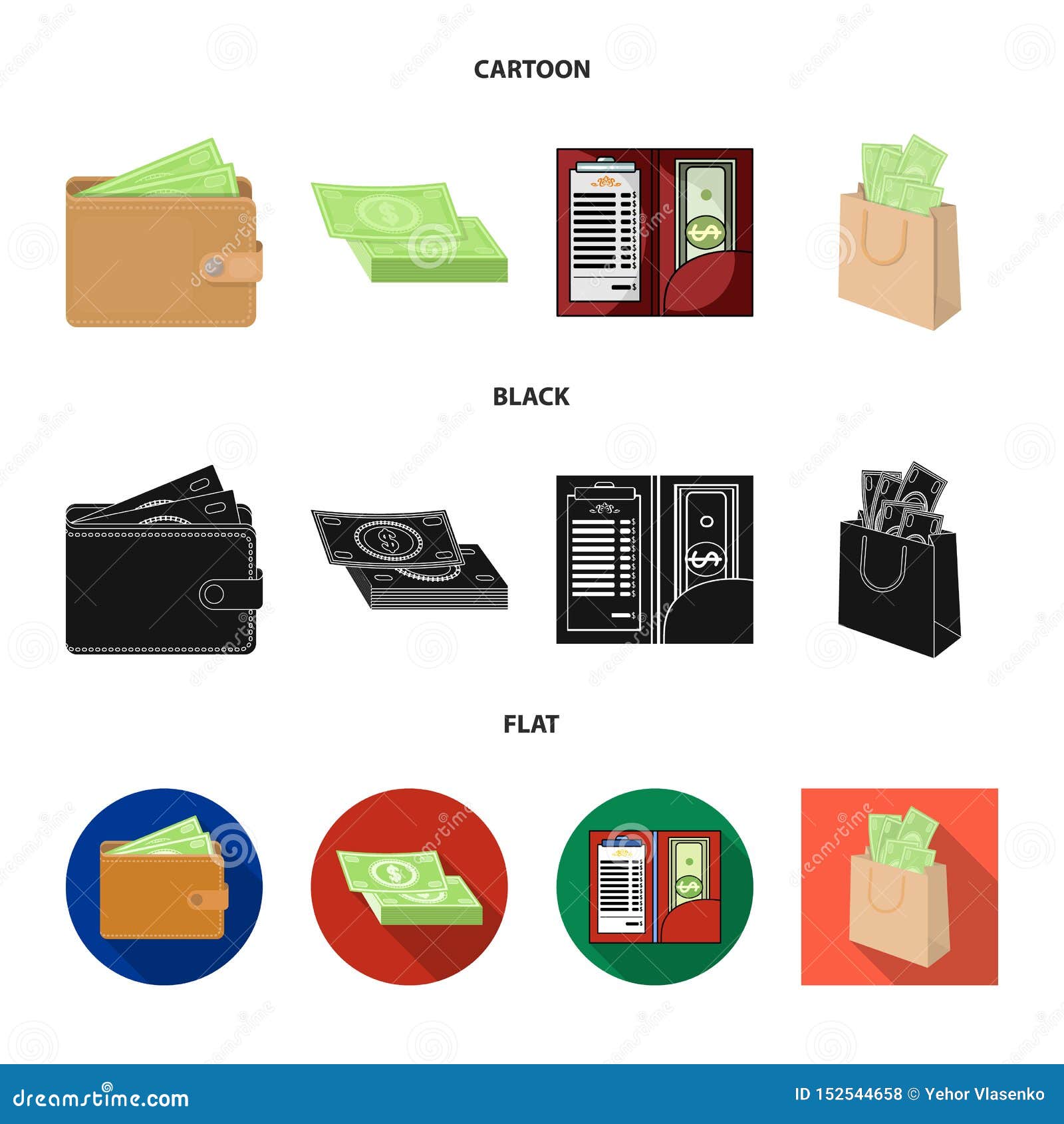 Isolated Object of Cash and Currency Icon. Collection of Cash and Stack