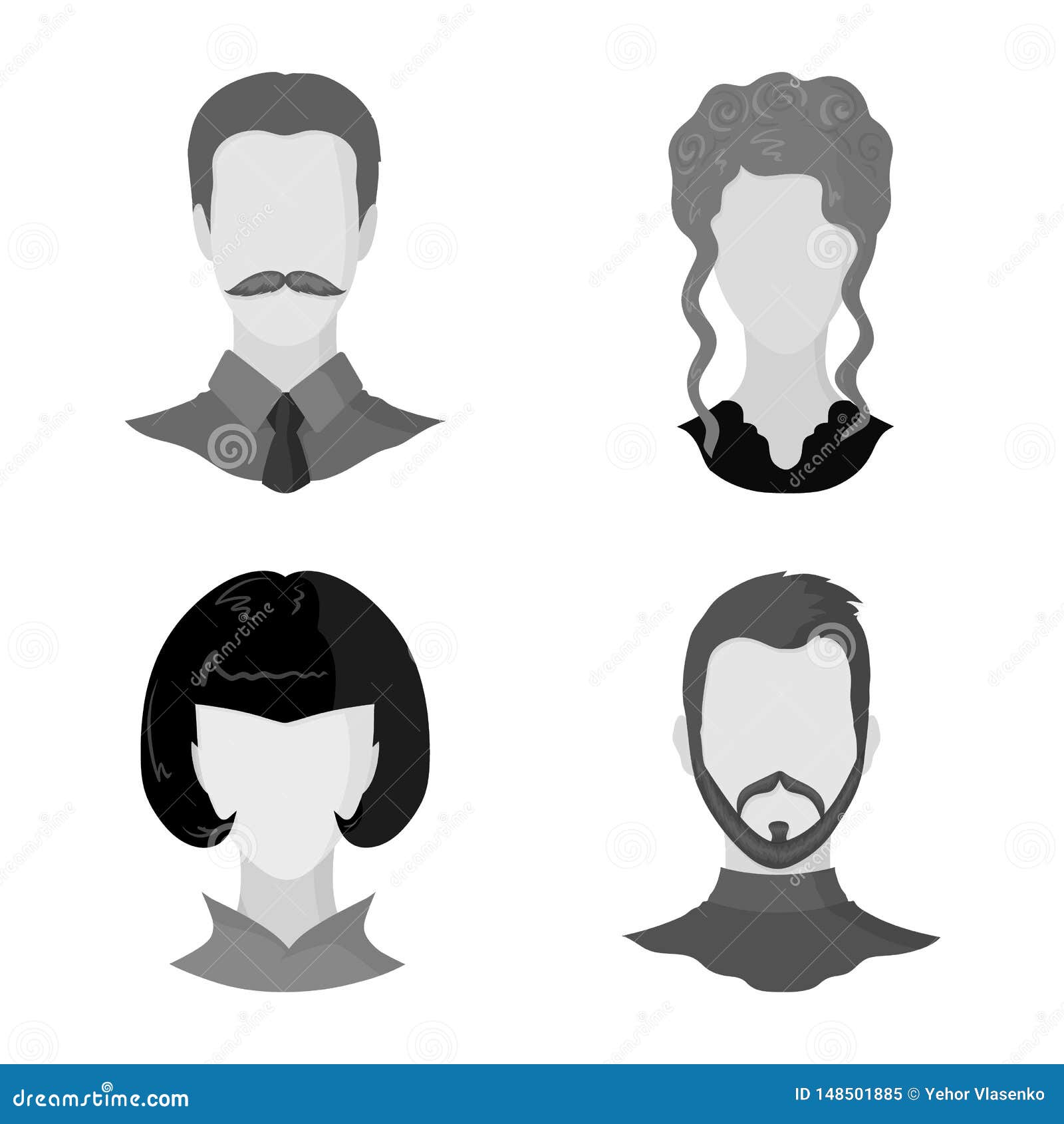 Vector Illustration of Character and Profile Icon. Set of Character and
