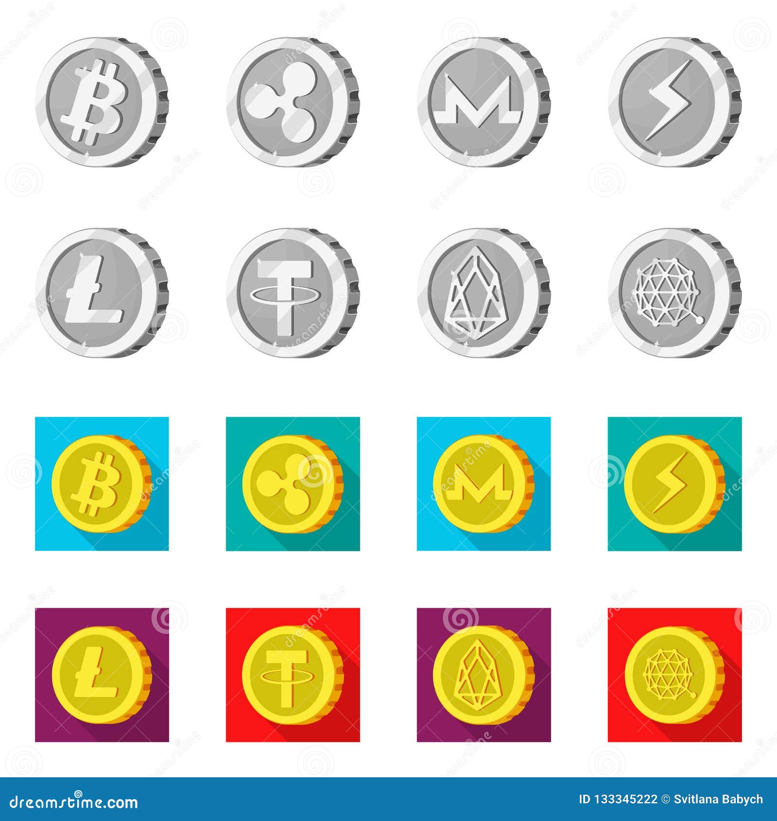 Isolated Object of Cryptocurrency and Coin Icon. Collection of  Cryptocurrency and Crypto Vector Icon for Stock. Editorial Photography -  Illustration of emblem, banking: 133345222