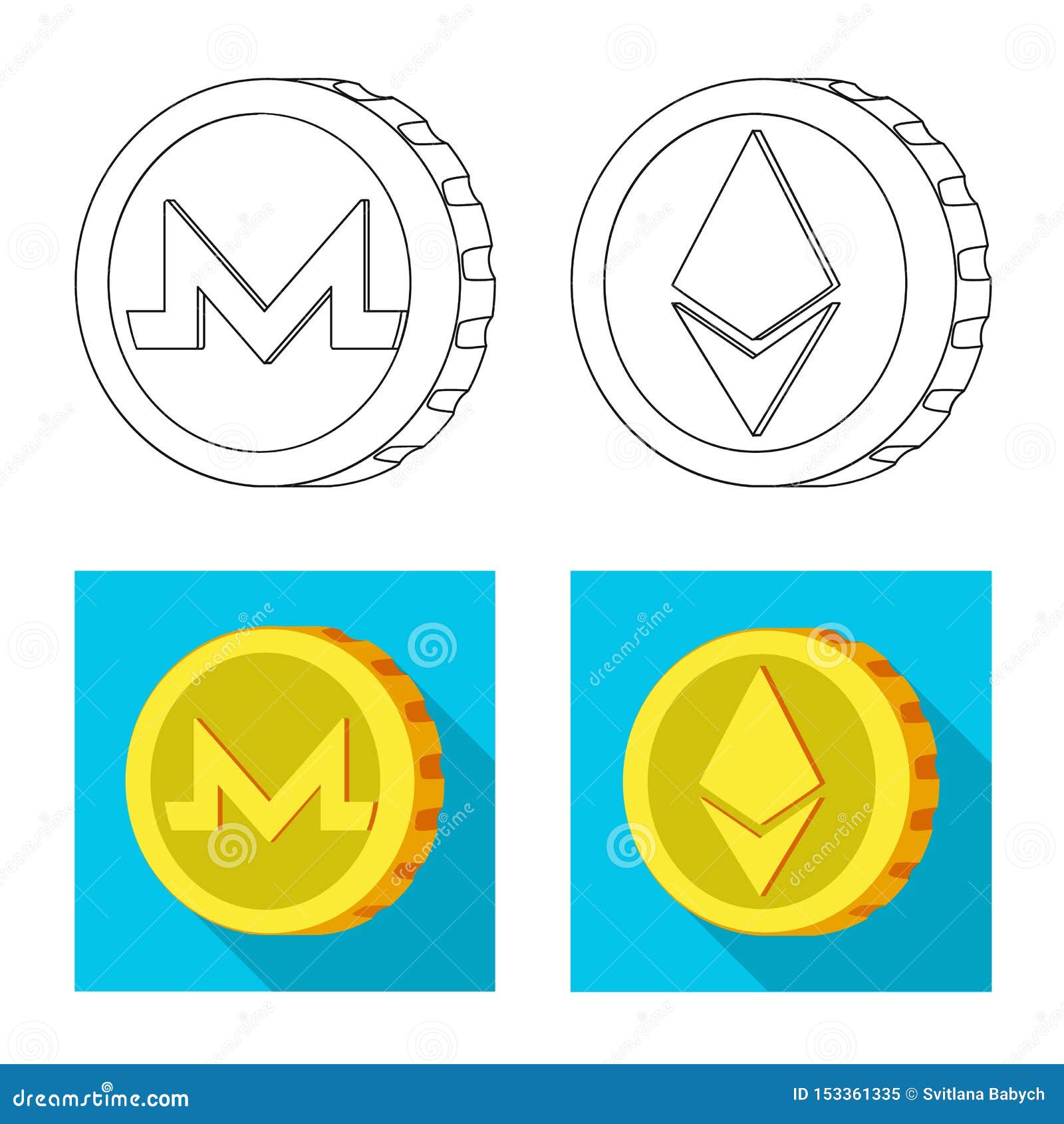 Isolated Object of Cryptocurrency and Coin Logo. Collection of  Cryptocurrency and Crypto Vector Icon for Stock. Editorial Image -  Illustration of litecoin, ripple: 153361335