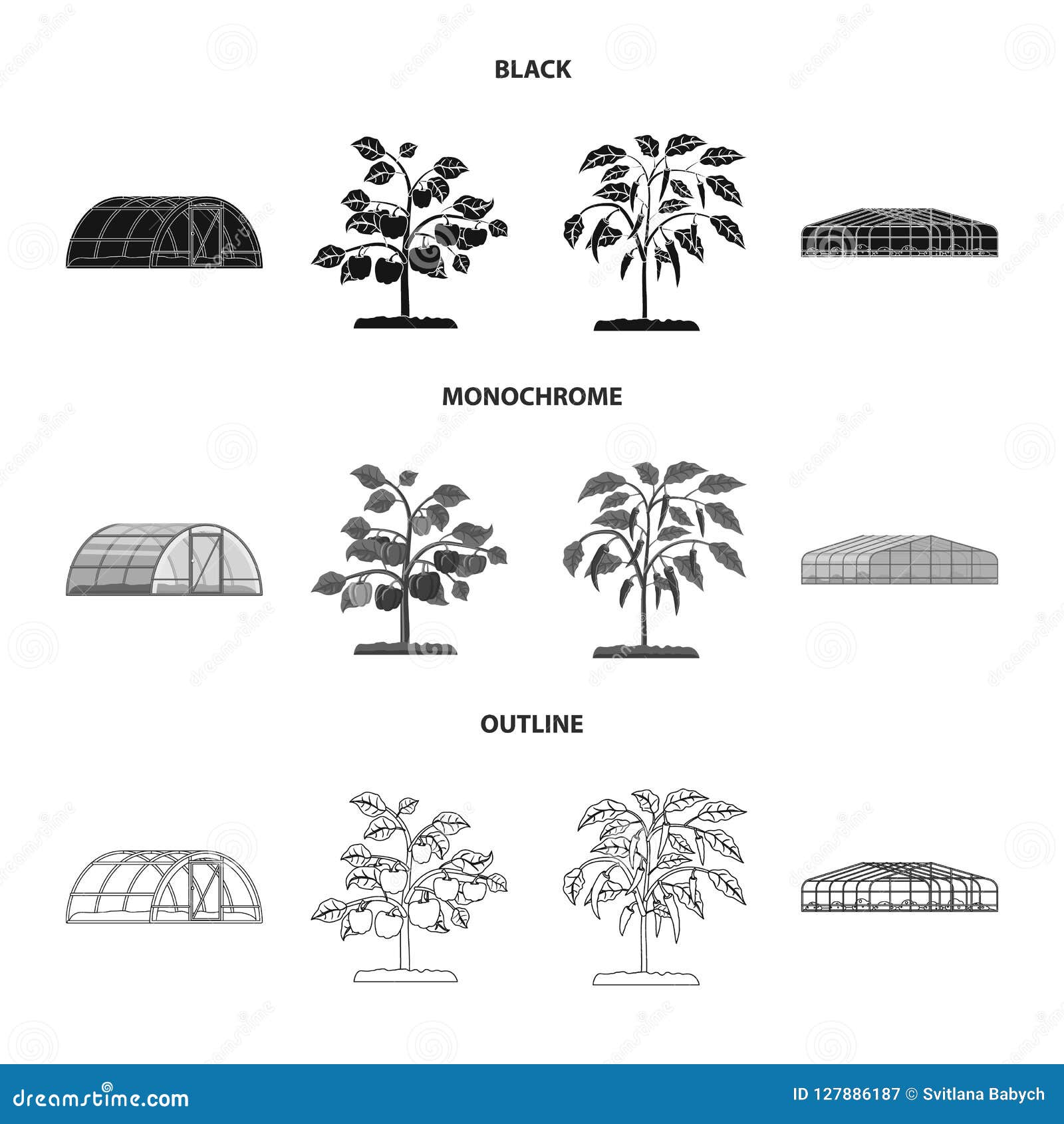 Vector Illustration Of Greenhouse And Plant Logo Collection Of