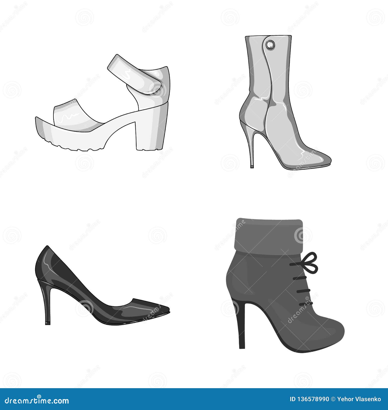 Isolated Object of Heel and High Symbol. Set of Heel and Stiletto ...