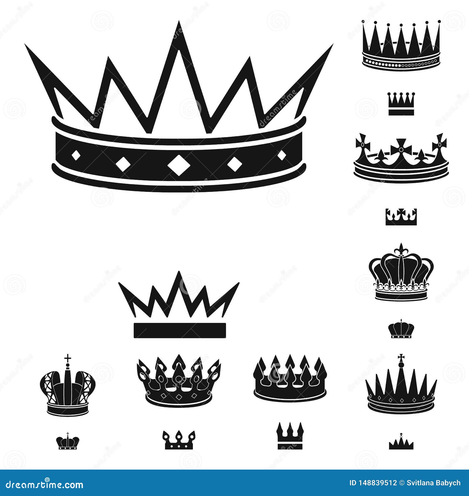  object of king and majestic icon. set of king and gold stock  .