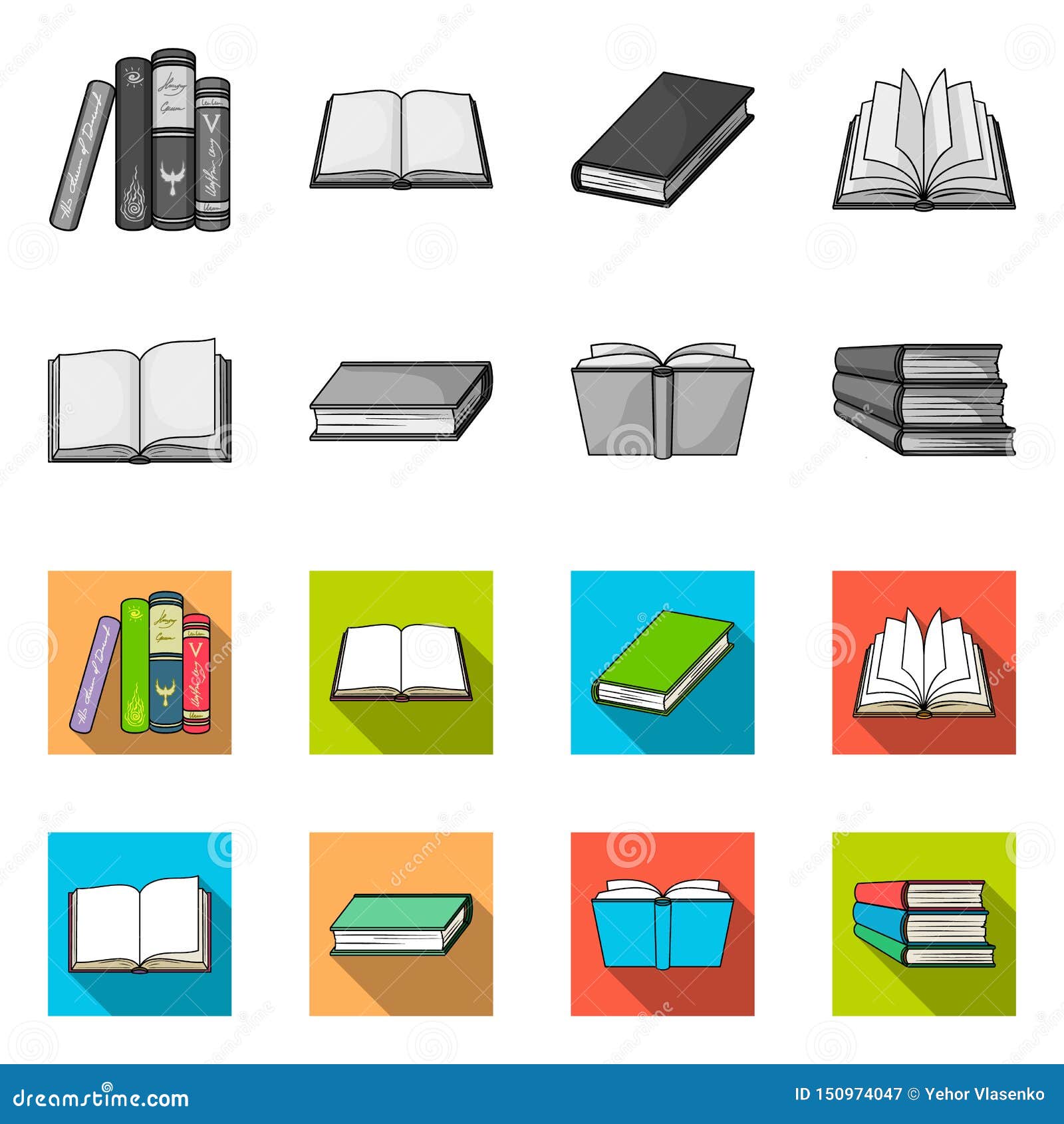 Download Isolated Object Of Library And Textbook Icon. Set Of Library And School Stock Vector ...