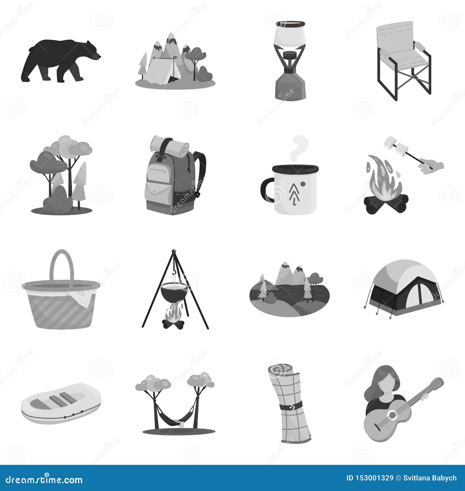  object of recreation and tourism sign. set of recreation and wildlife stock  for web.