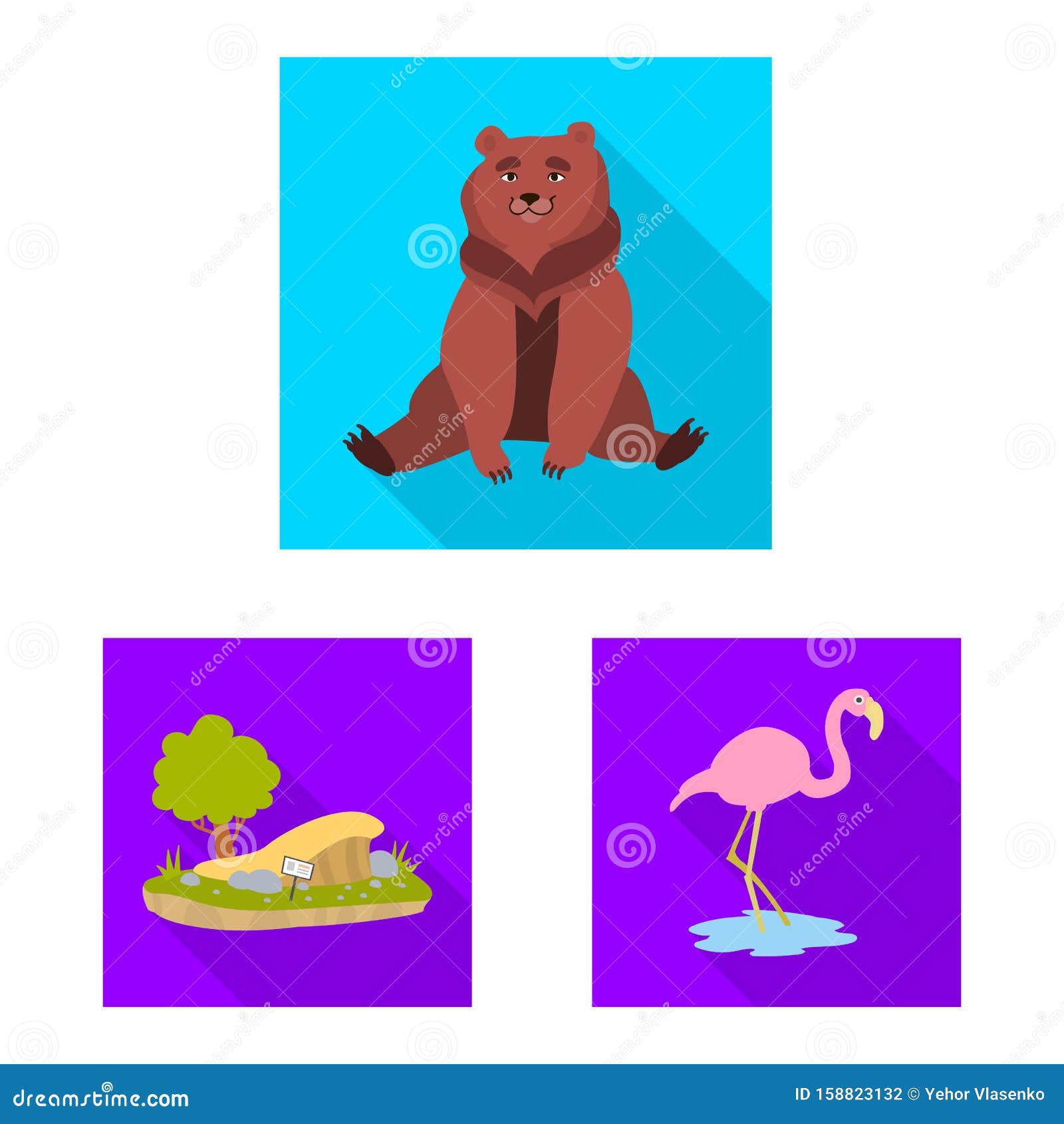 Isolated Object of Safari and Animal Sign. Set of Safari and Fun Vector  Icon for Stock. Stock Vector - Illustration of cute, icon: 158823132