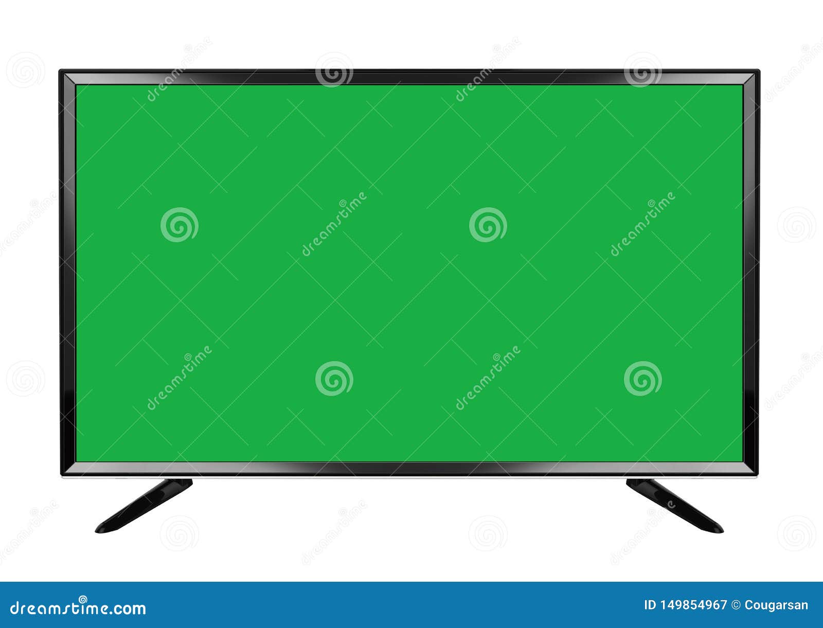 Isolated OLED Green Screen Flat Smart TV on White Background Stock