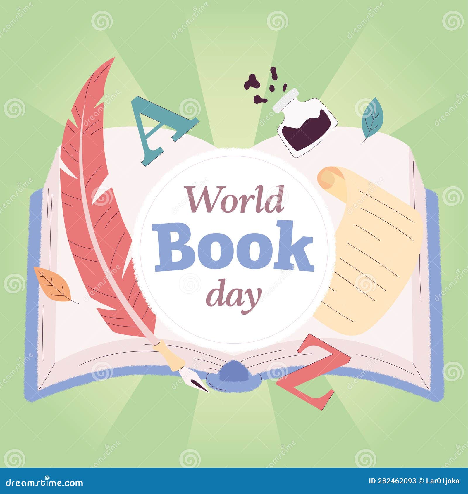 Isolated Open Book with Typography Icons World Book Day Vector Stock ...