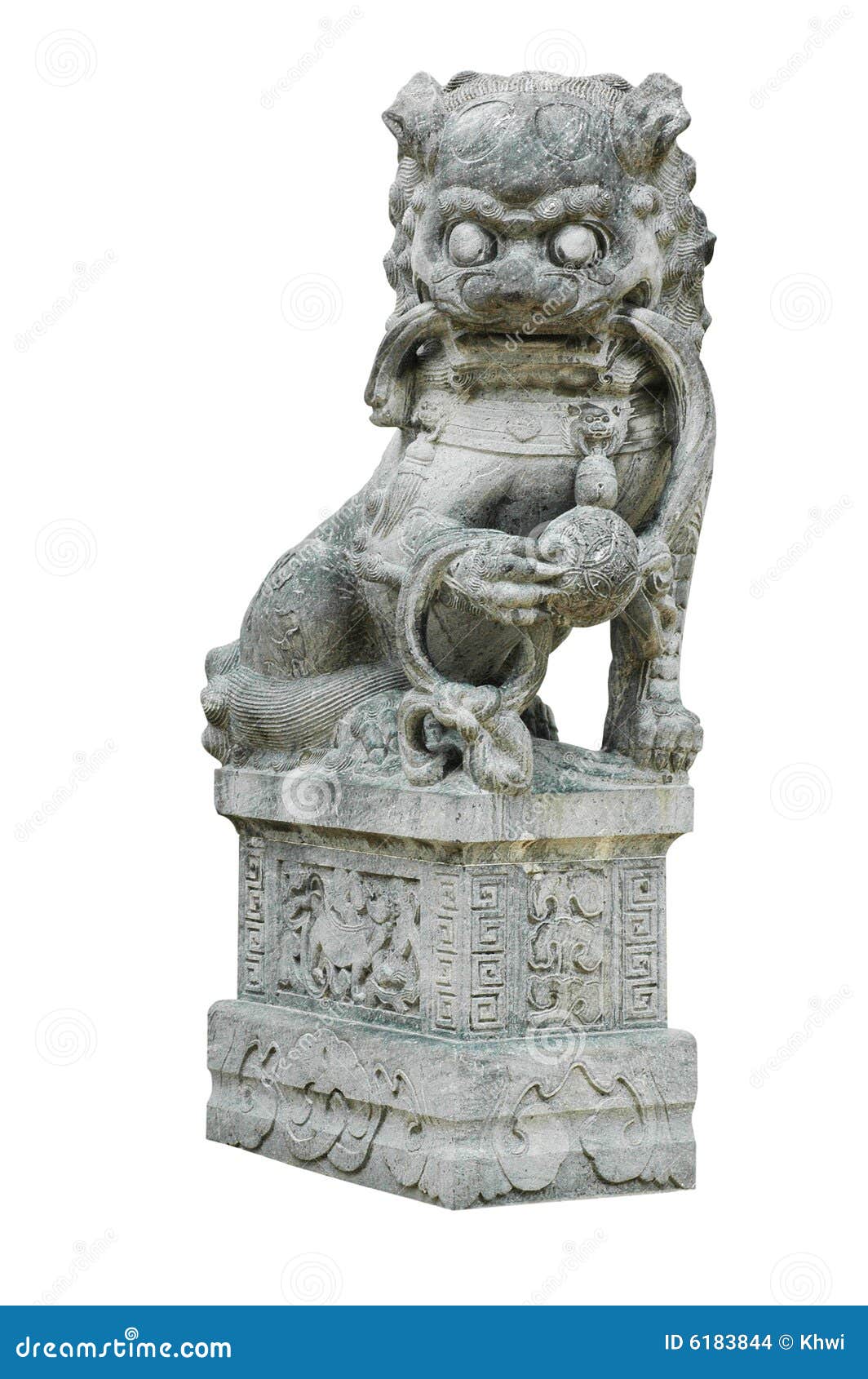 Isolated Oriental Lion Carving Statue Stock Photo Image of holy