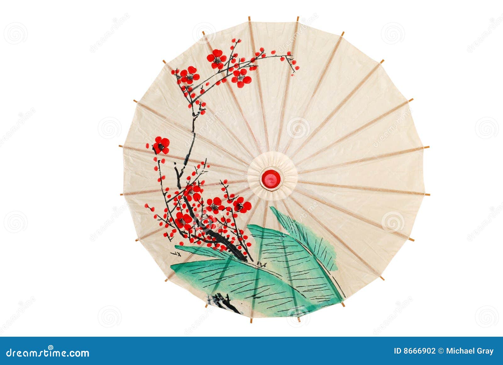  oriental umbrella with red flowers