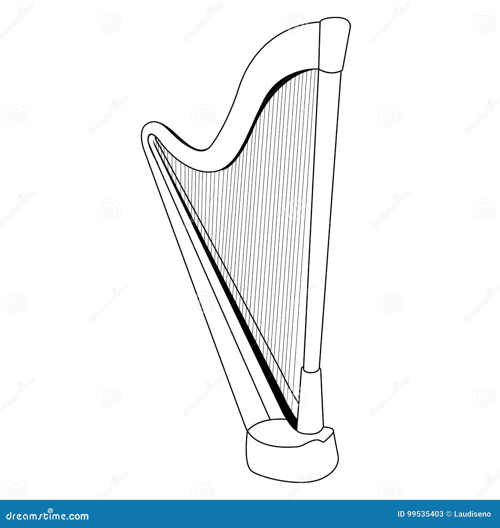 Isolated harp outline stock vector. Illustration of clip 99535403