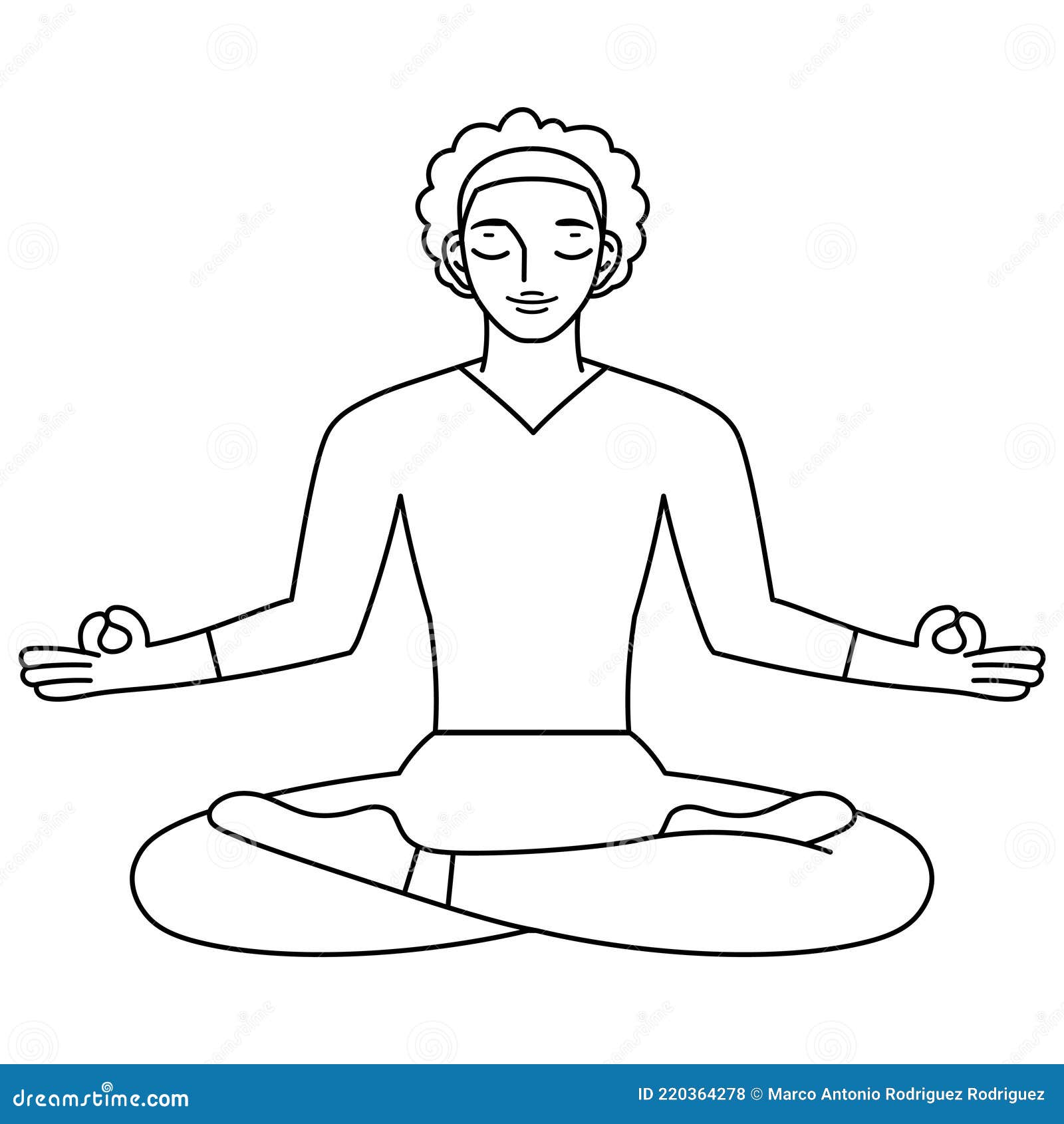 Isolated Outline of Man Meditating Healthy Lifestyle Stock Vector ...