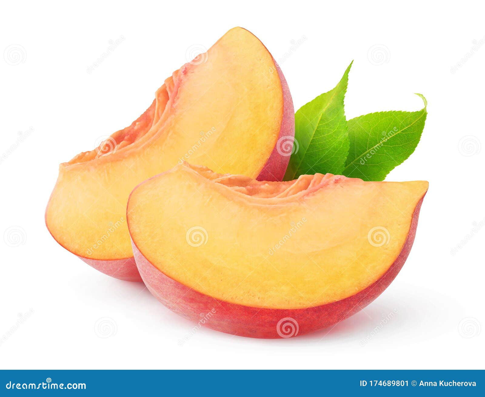 Isolated two peach pieces stock image. Image of chopped 174689801