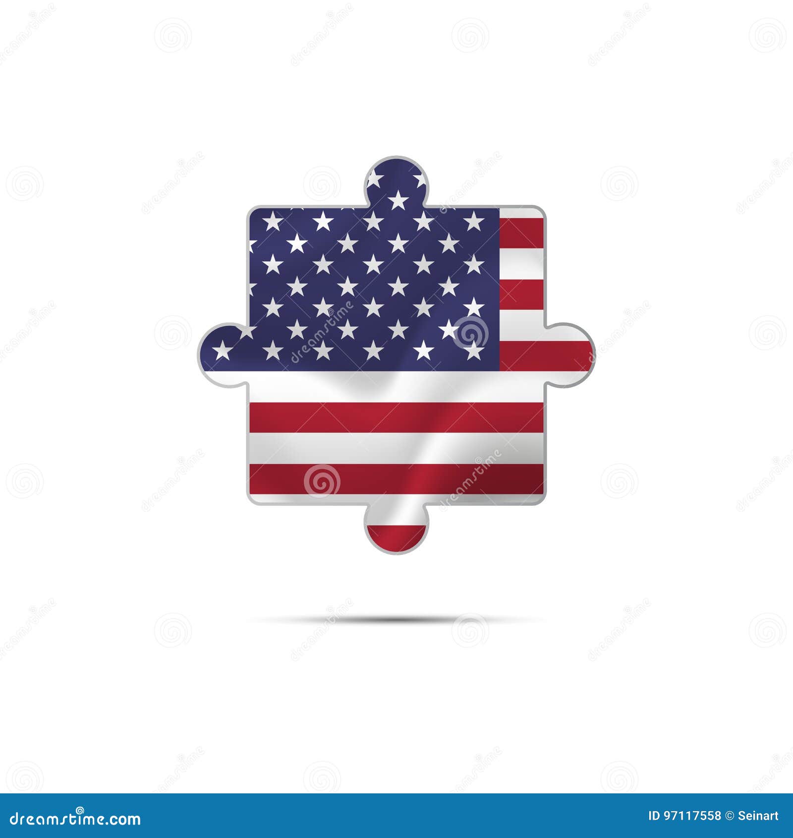 Isolated Piece of Puzzle with the USA Flag. Vector. Stock Illustration
