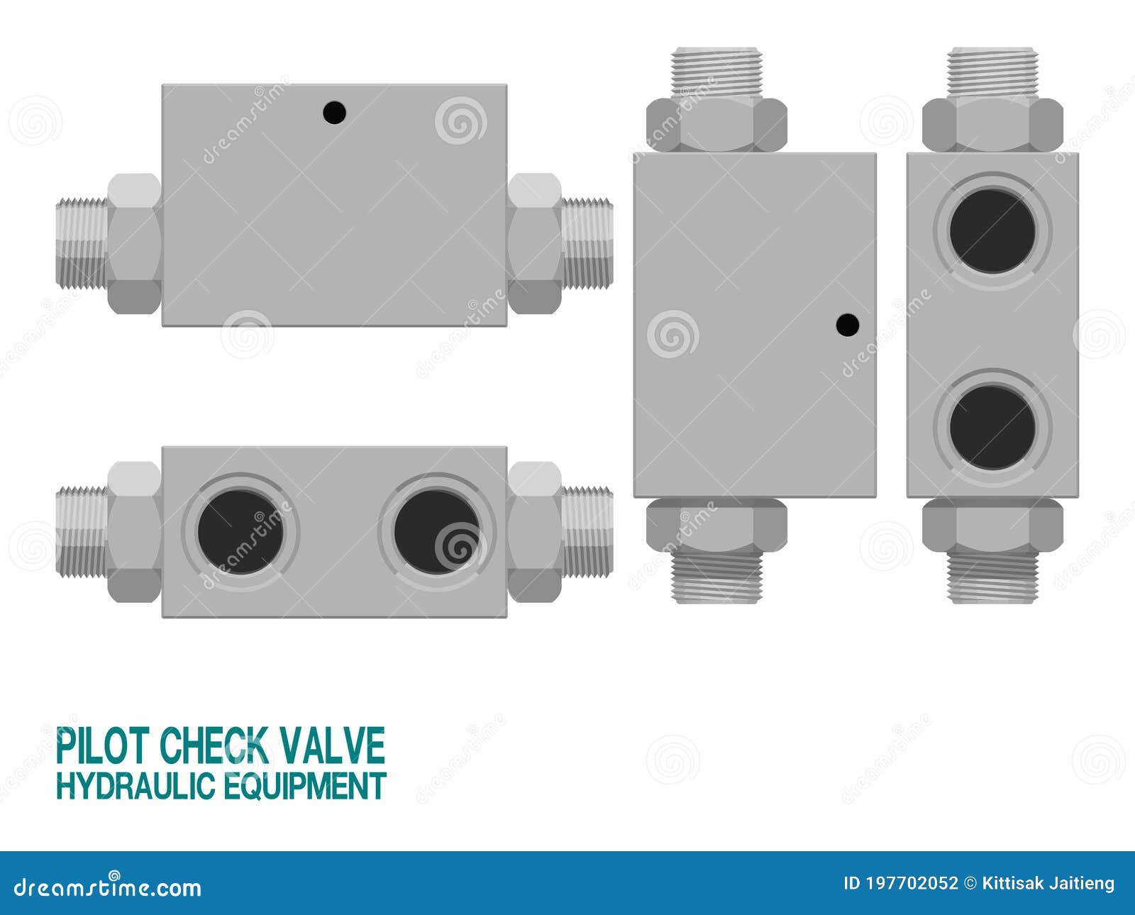  pilot check valve on white background.this hydraulic equipment is used for operate the other component