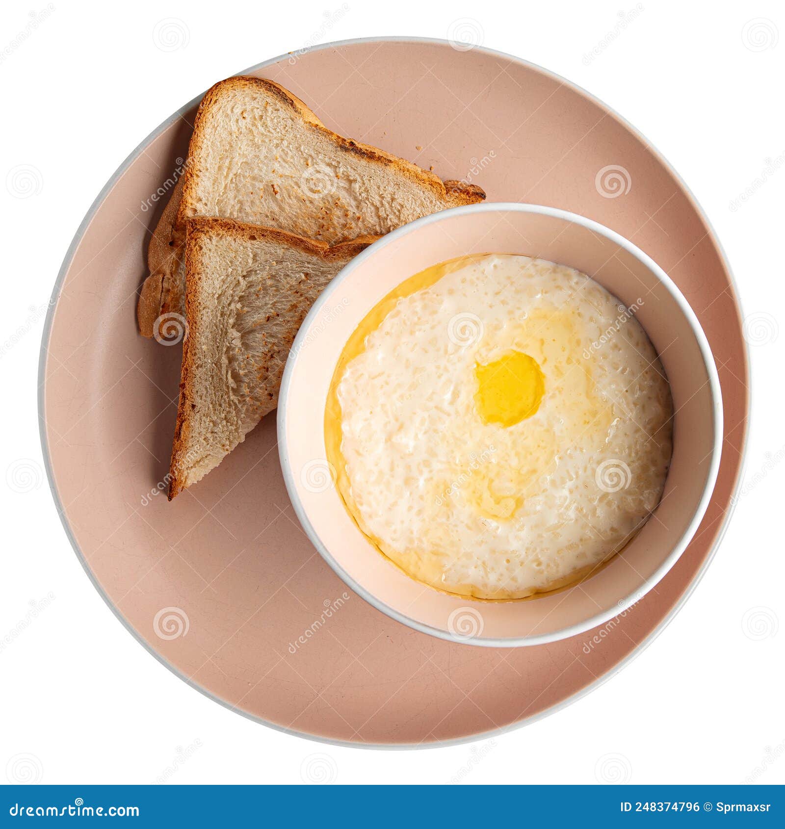 Isolated Portion of Rice Porridge with Bread Stock Photo Image of