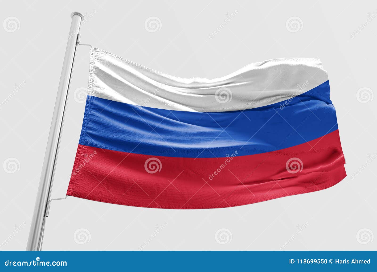 Isolated Russian Flag Waving 3d Realistic Fabric Stock Photo - Download  Image Now - 1991, Asia, Blue - iStock