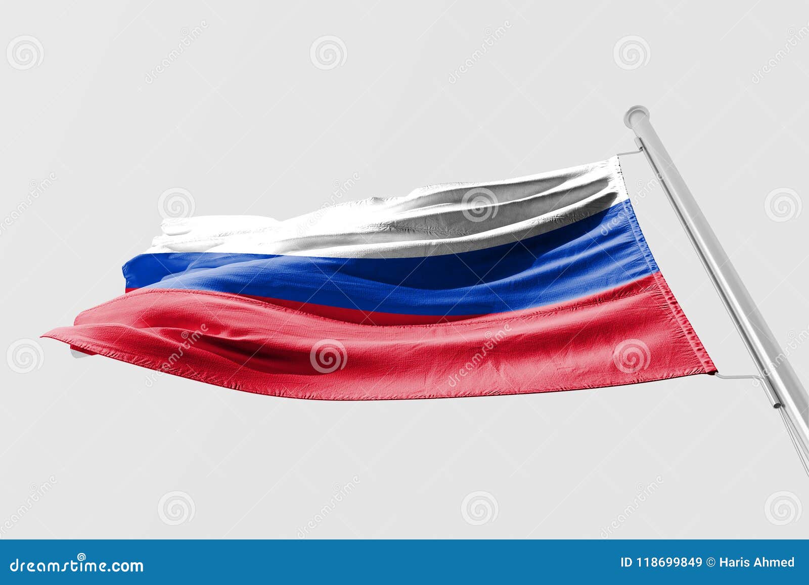 Isolated Russian Flag Waving 3d Realistic Fabric Stock Photo - Download  Image Now - 1991, Asia, Blue - iStock