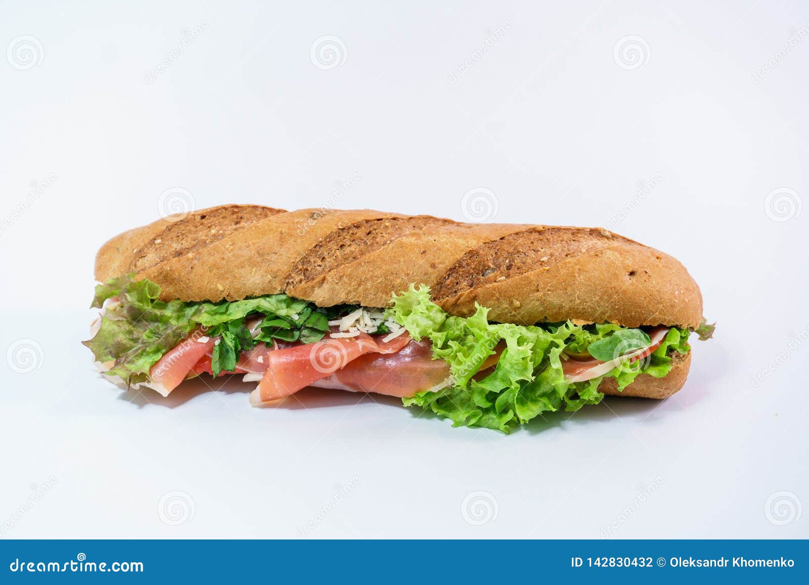 Sandwich with Prosciutto, Parmesan and Lettuce View from Above Stock